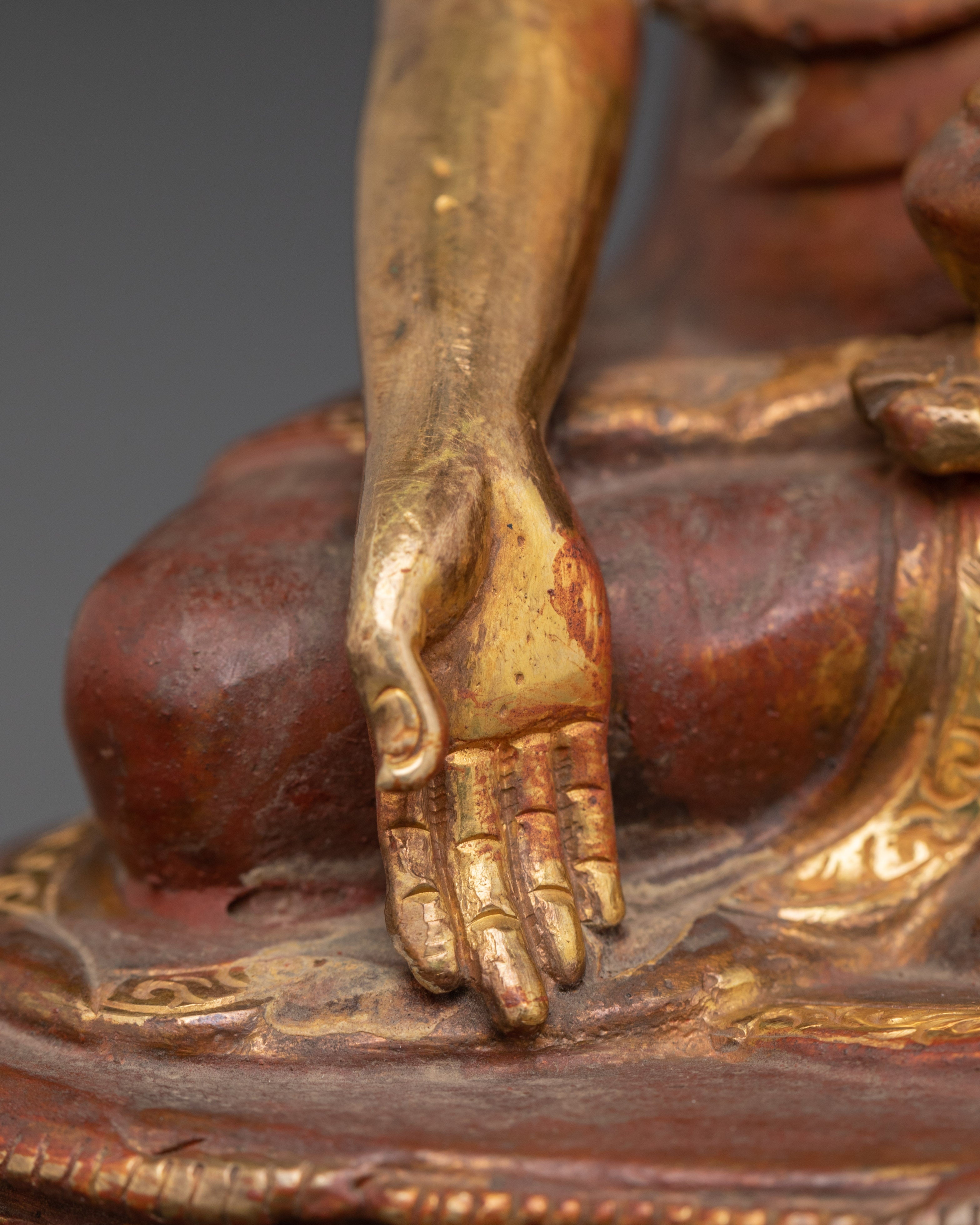Tibetan Ratnasambhava Sculpture | Copper, Gold Plated Buddhist Icon