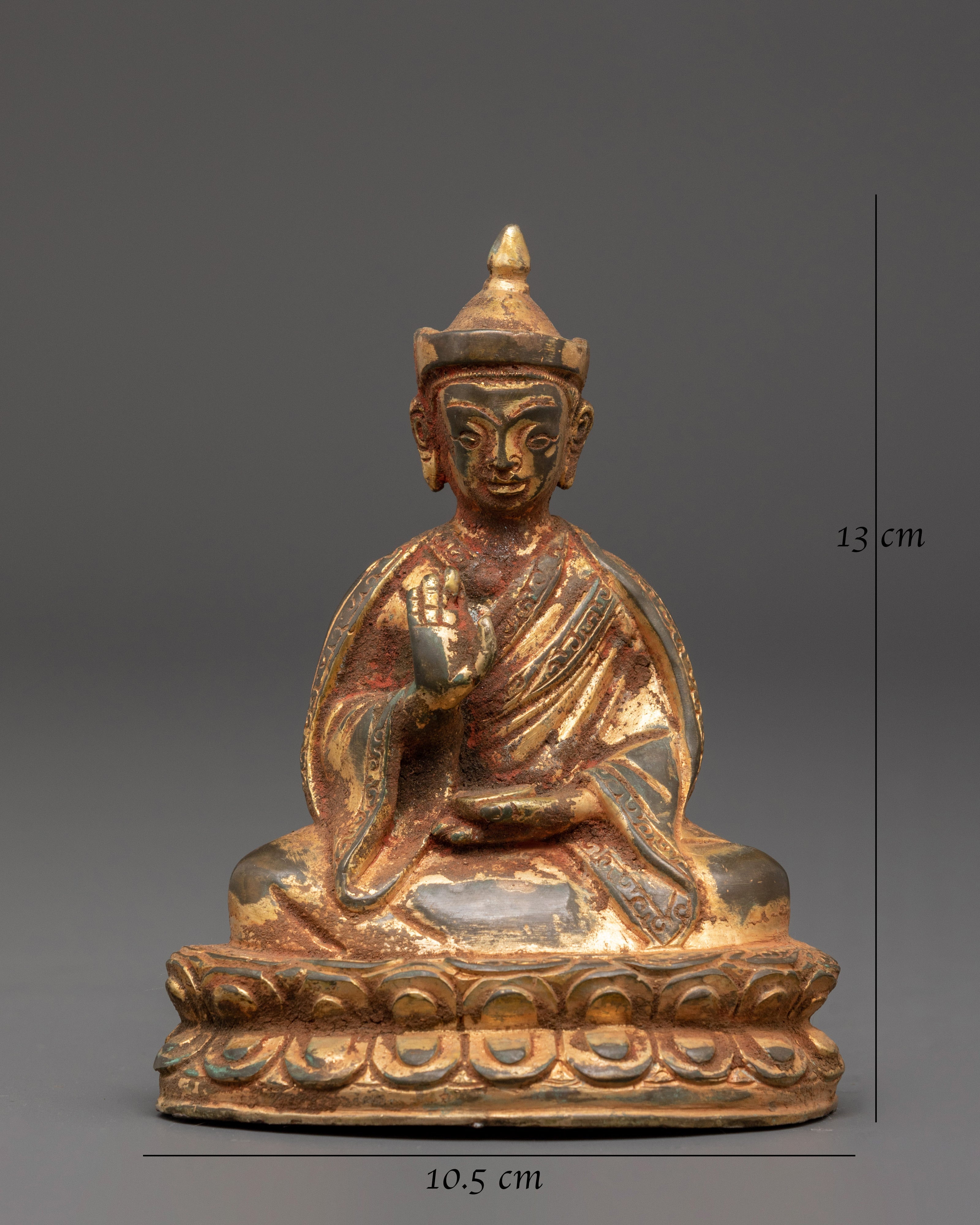 Handcrafted Gold Plated Karmapa Statue | Sacred Meditation Figurine