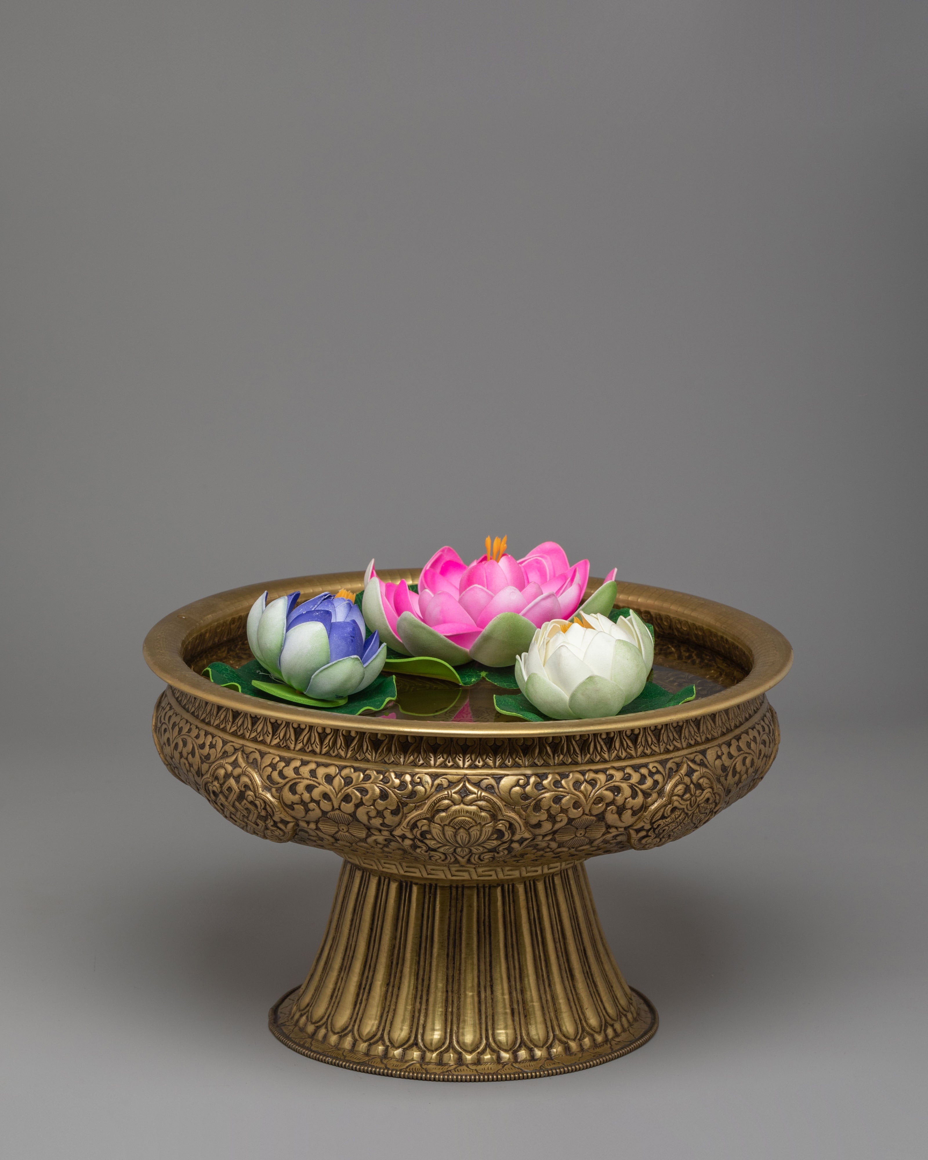 Buddhist Ritual Urli Bowl | Handcrafted Brass Flower Vessel