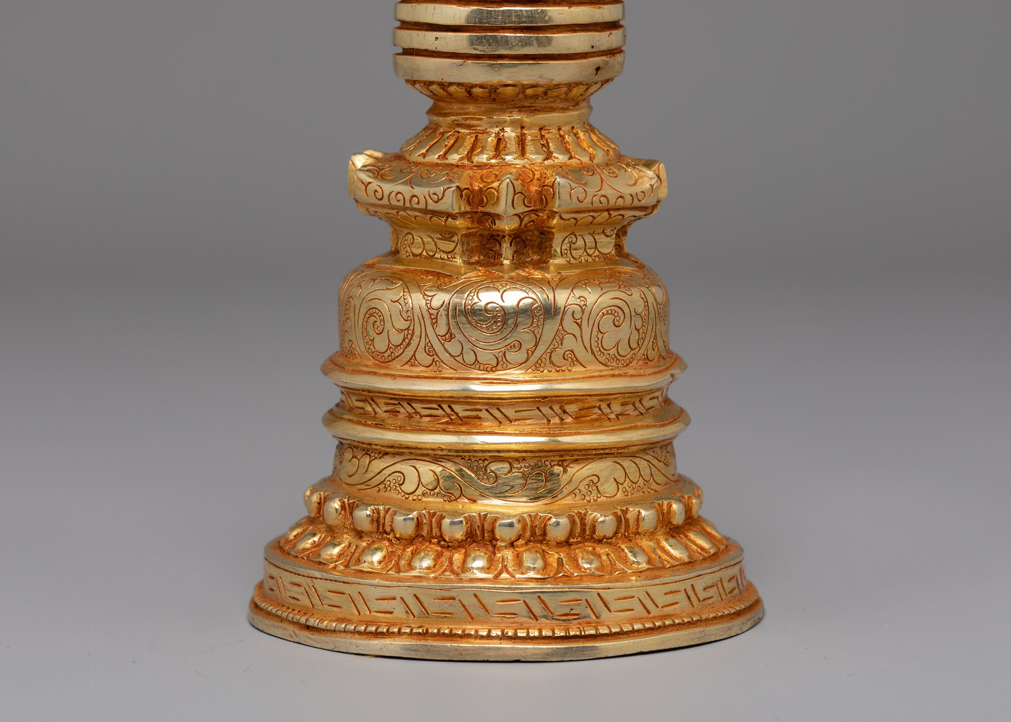 Spiritual Protection Stupa | Gold-Plated Buddhist Statue for Meditation