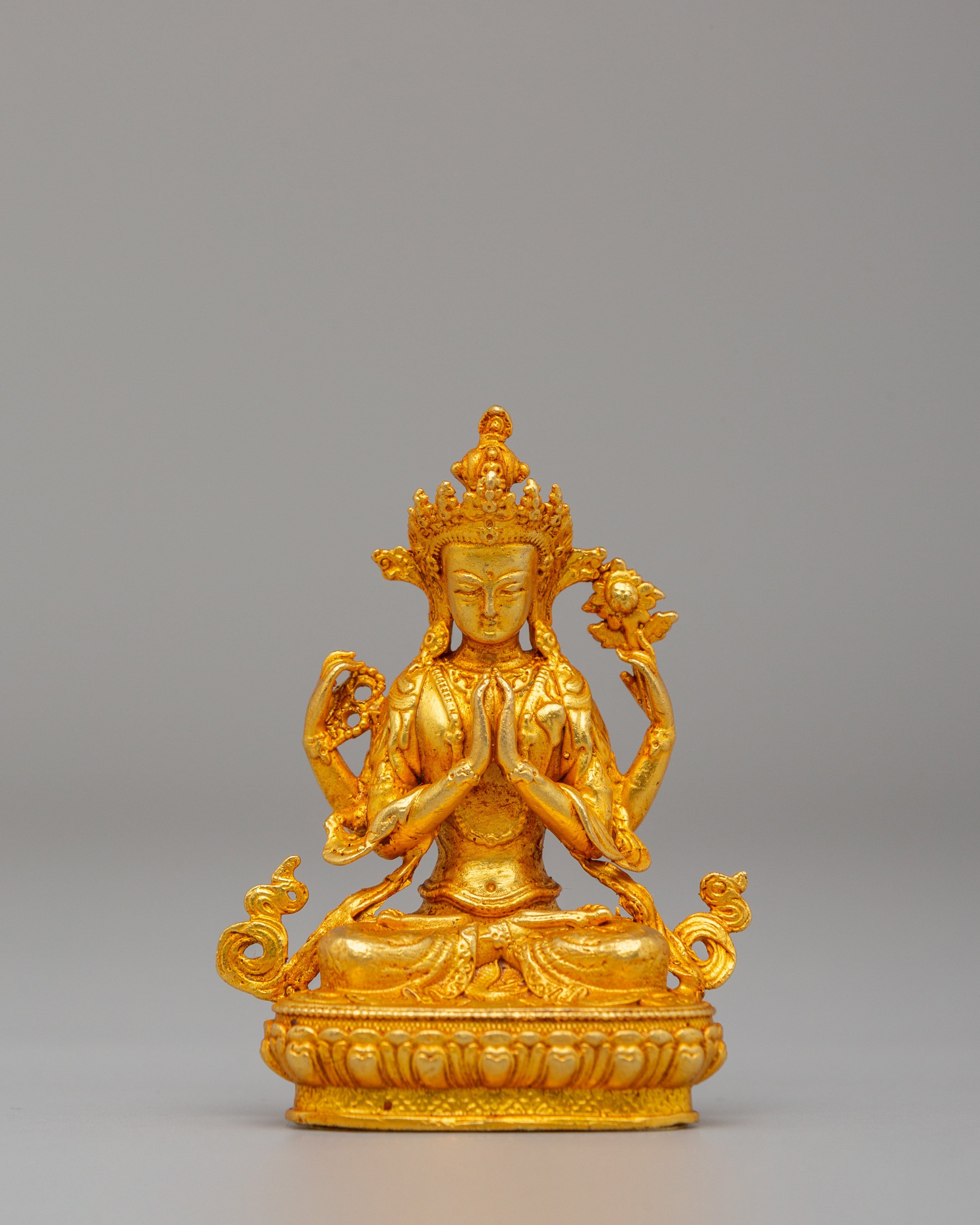 Tibetan Buddha Dharma Sangha Statue | Shakyamuni, Chenrezig & Guru Rinpoche Figurine