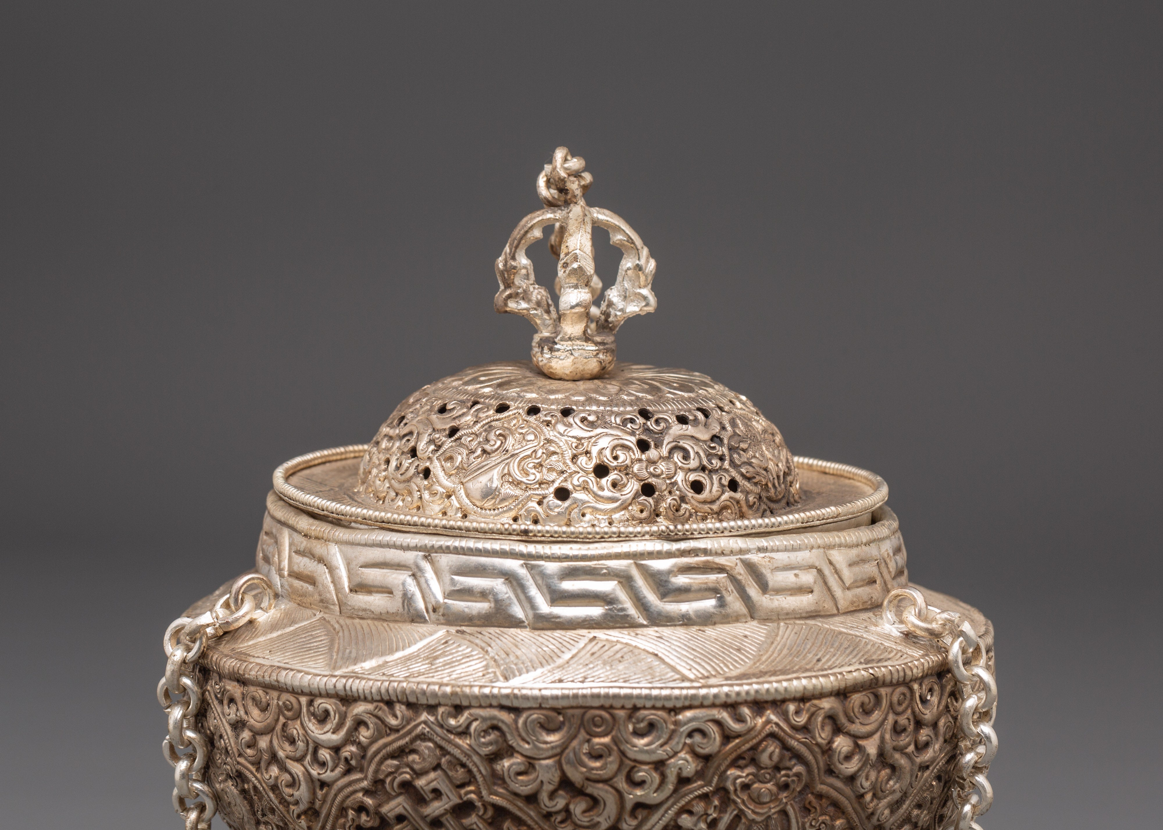Traditional Silver Plated Incense Burner | Handcrafted Copper Altar Accessory