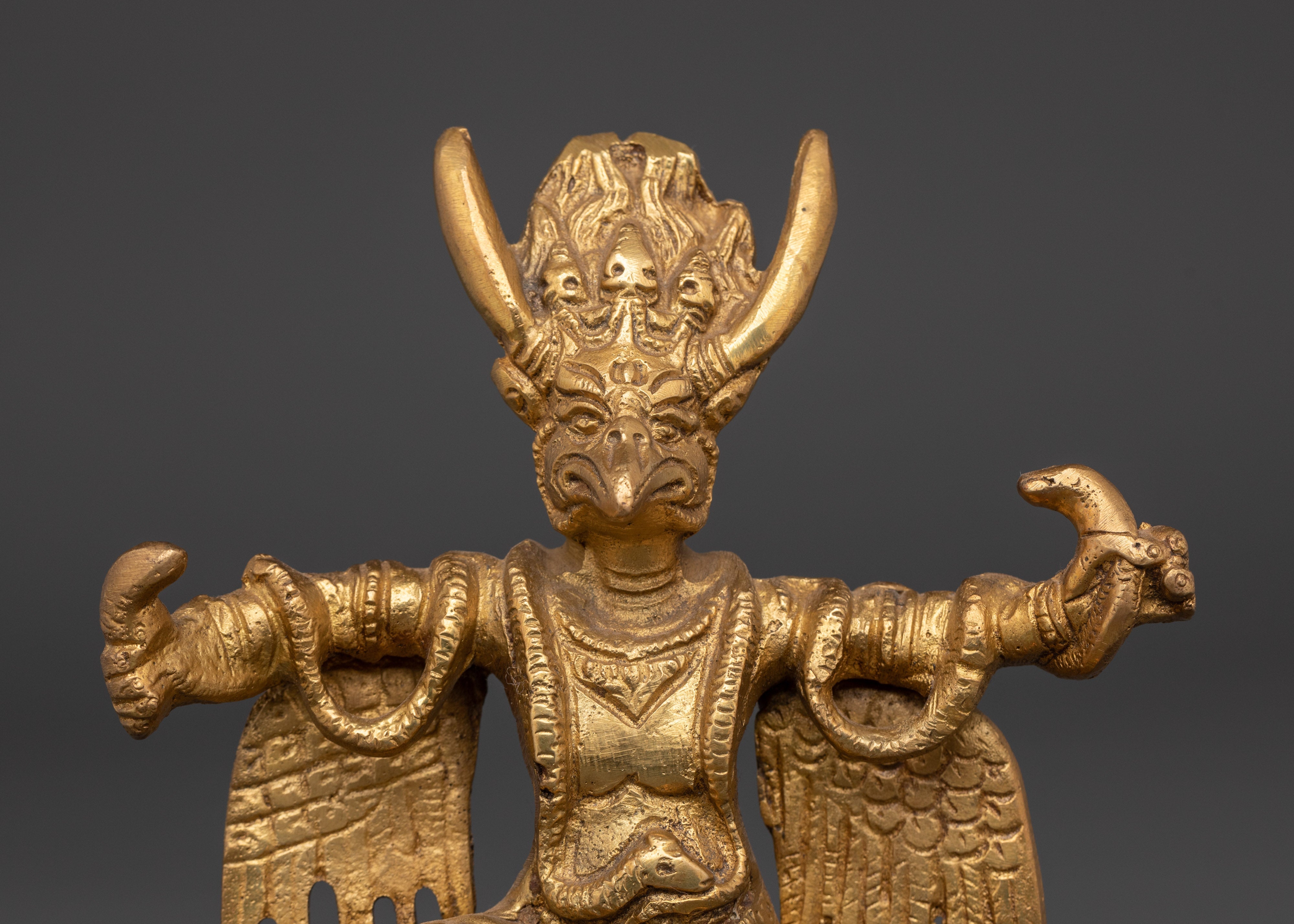 Handcrafted Tibetan Garuda Protector | Brass Buddhist Statue