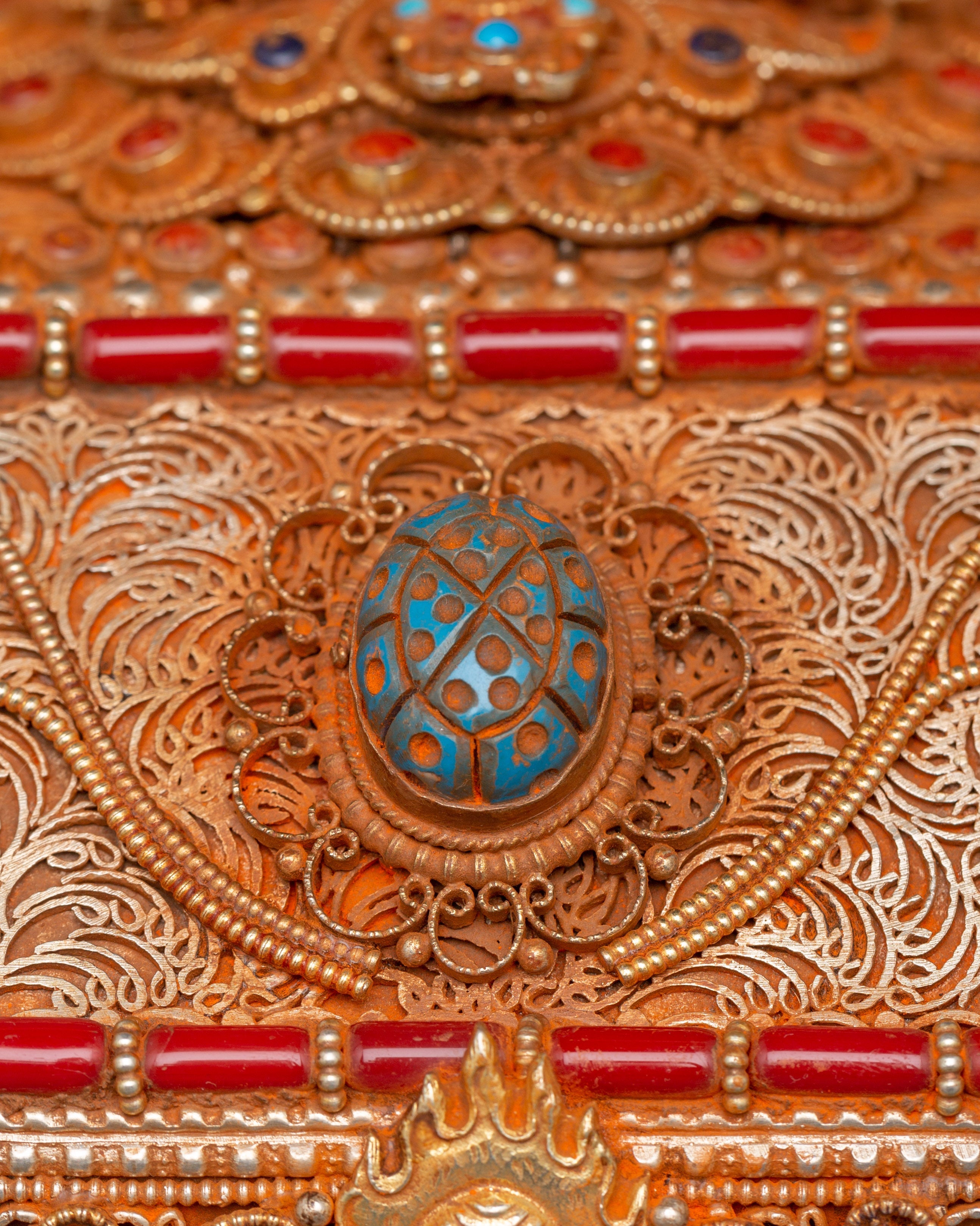 Tibetan Treasure Box with Coral | Sacred Stones & Buddhist Symbolism
