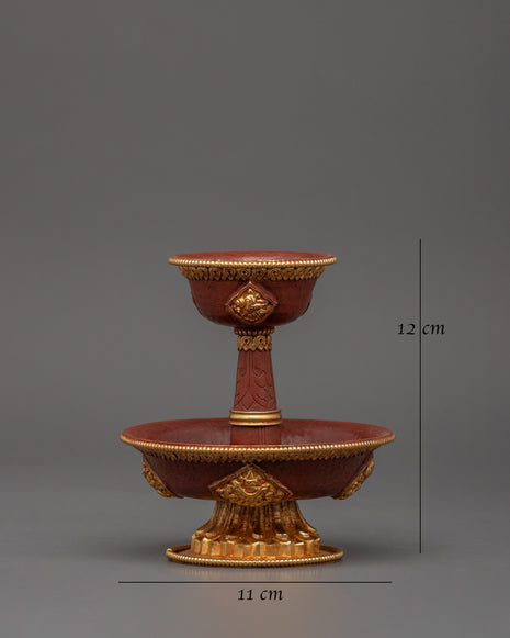 Gold-Plated Copper Serkyem Set |  Tibetan Tea Offering Vessel
