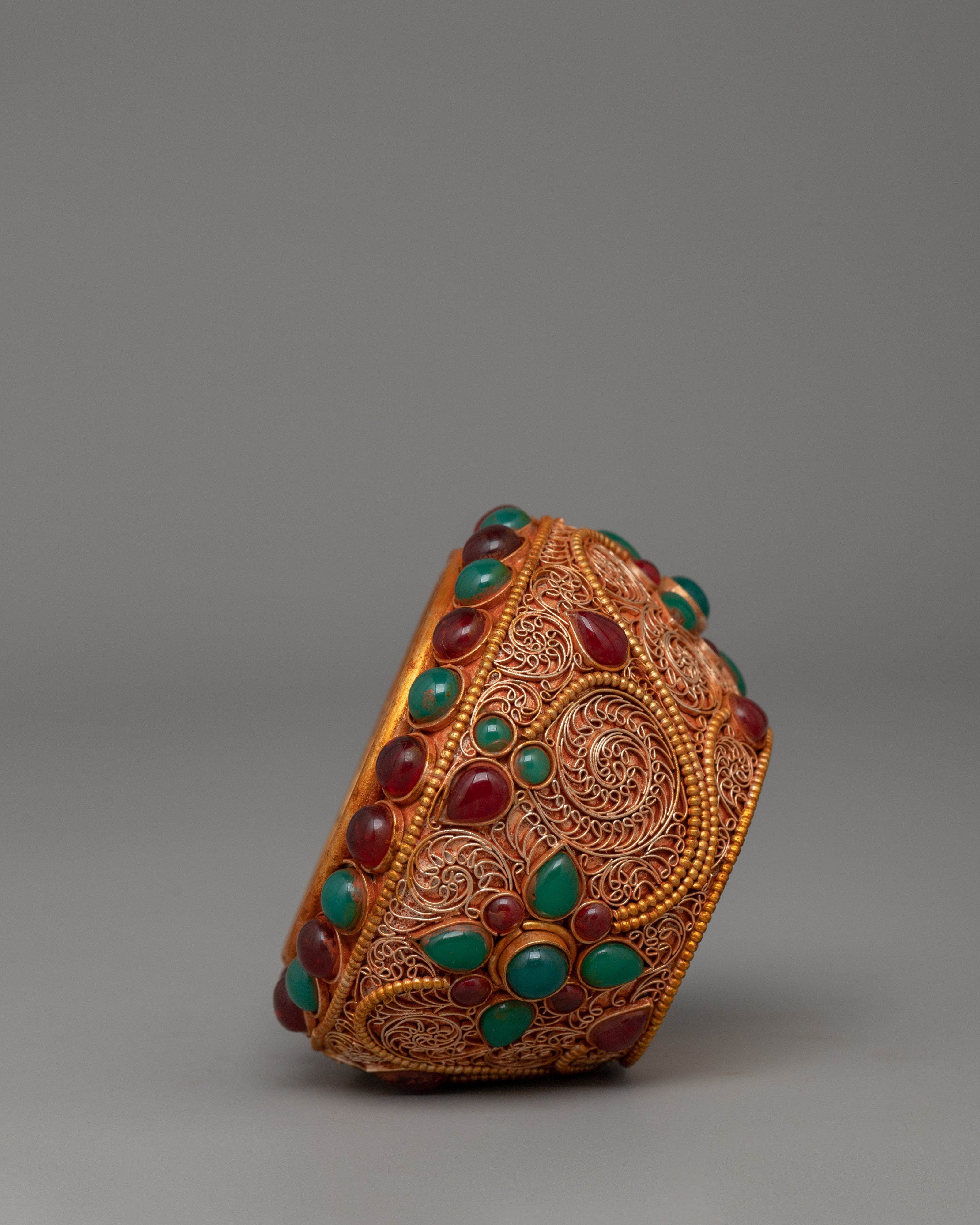 Gold-plated Tibetan Golpa Bowl | Buddhist Altar Decor