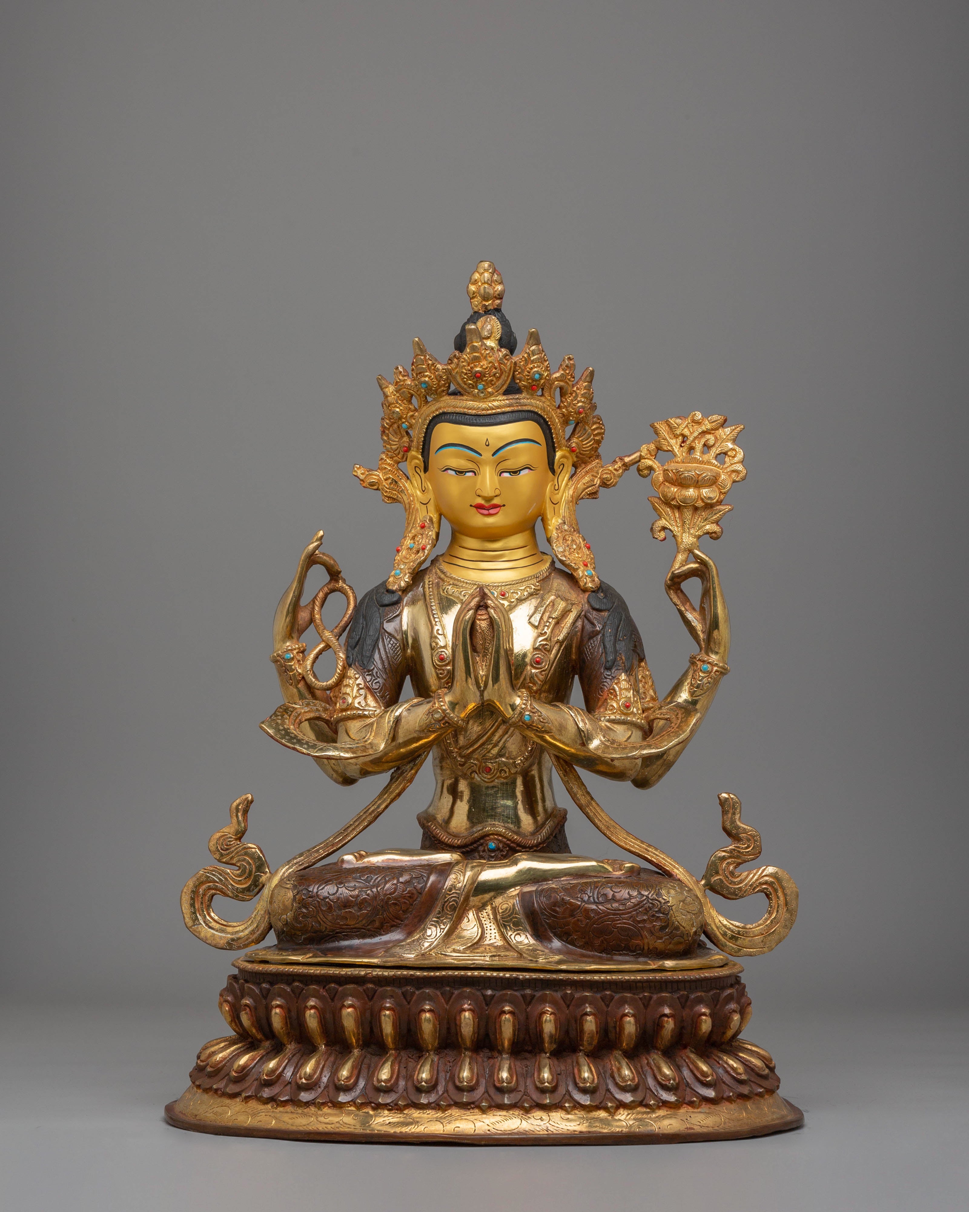 Handmade Golden Chenrezig Statue