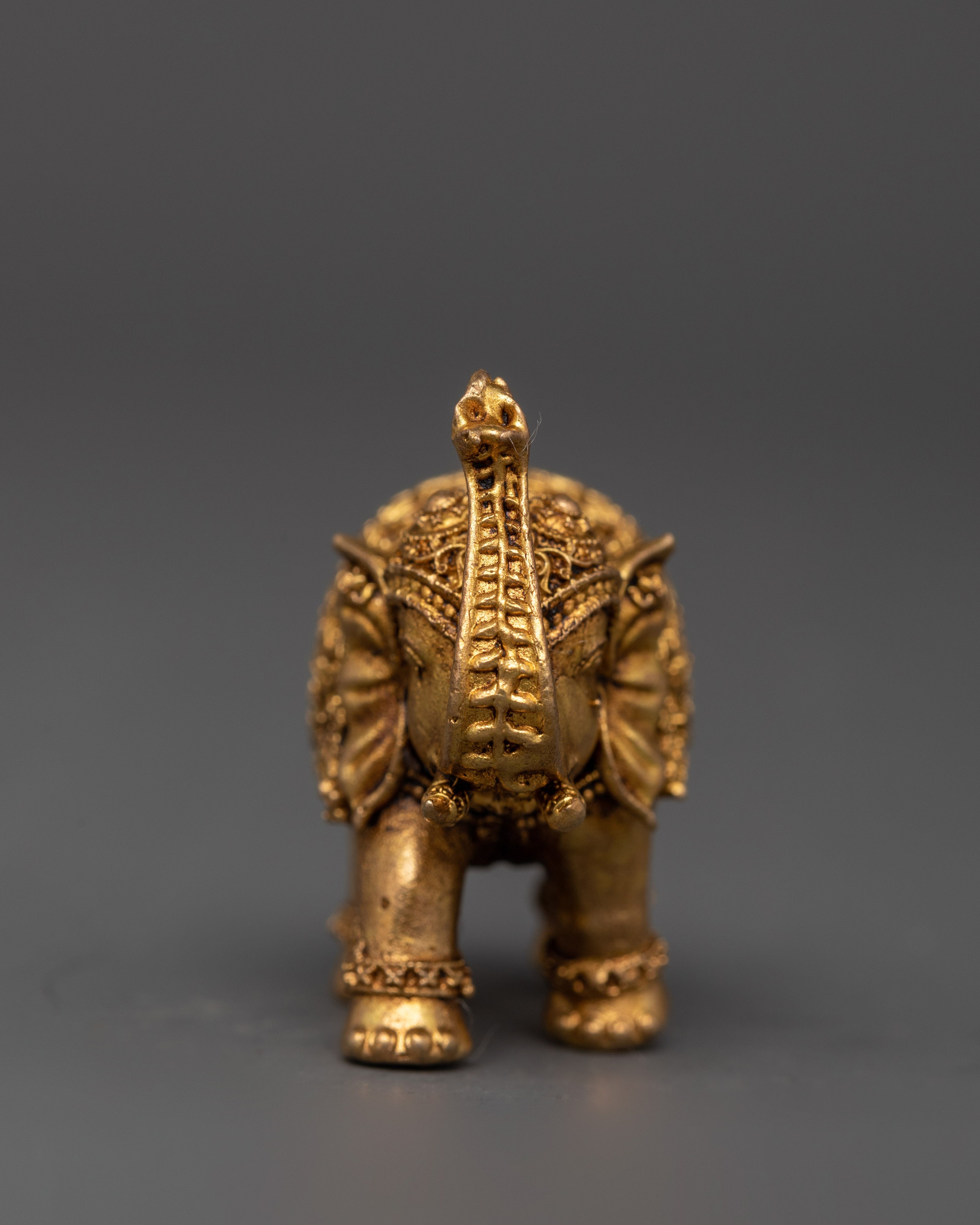 Mini Brass Elephant Statue with Raised Trunk | Ideal for Good Luck, Feng Shui, and Gift