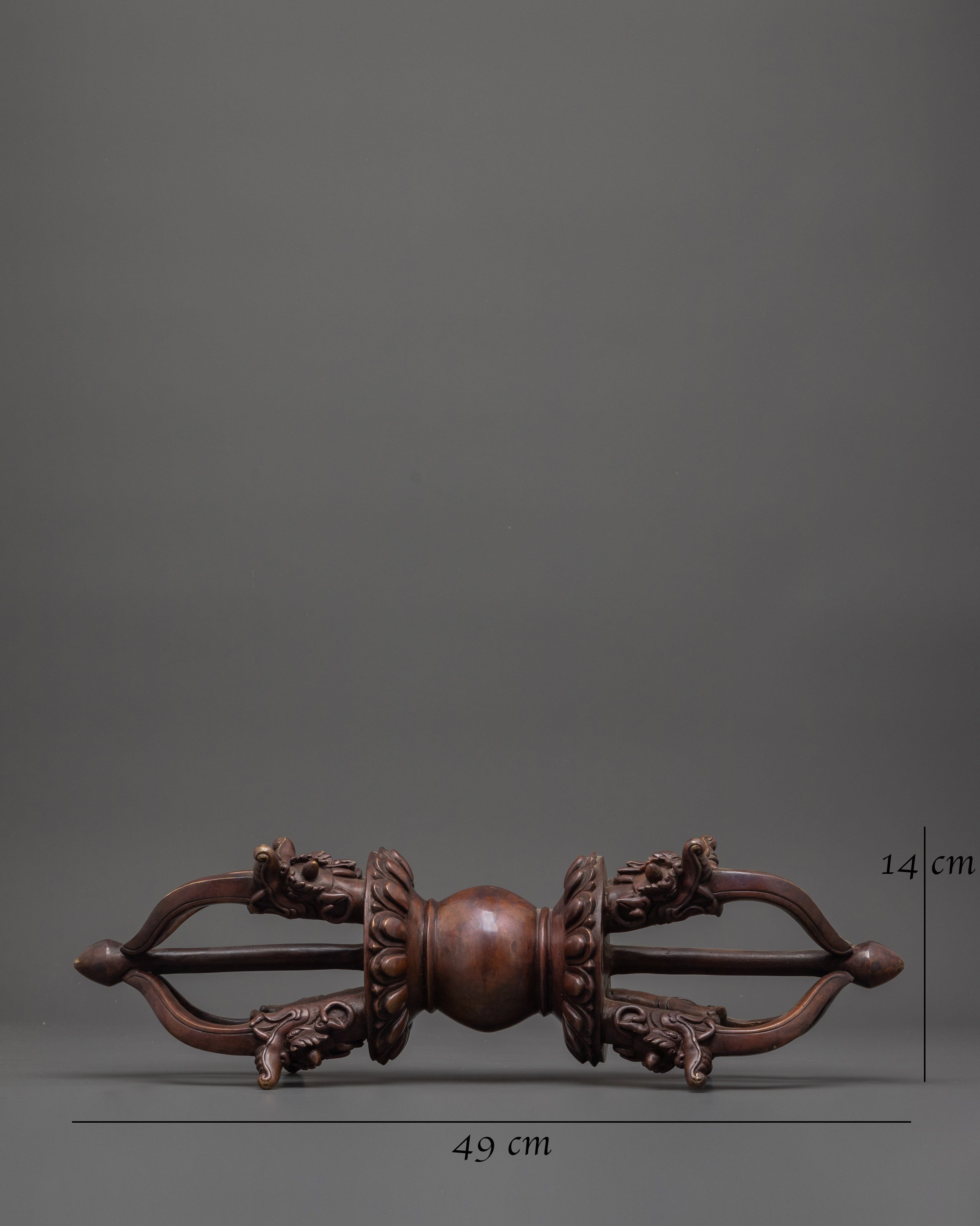 Large Oxidized Copper Vajra Sculpture | Tibetan Dorje Symbol