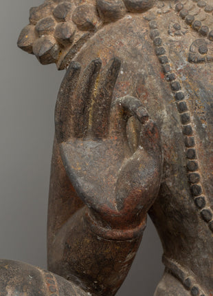 Handcarved Wooden Lokeshwor Statue | Divine Buddhist Protector