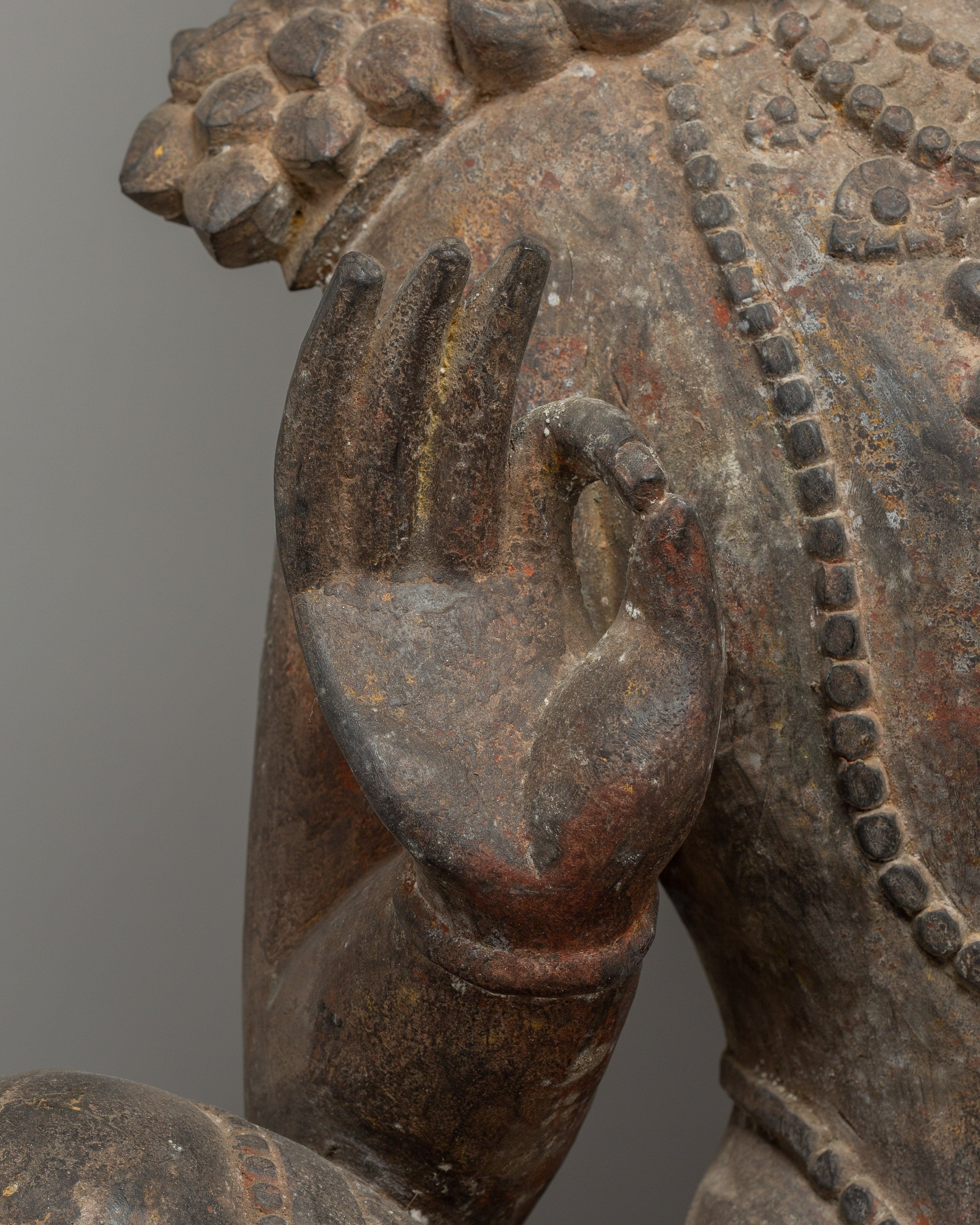 Handcarved Wooden Lokeshwor Statue | Divine Buddhist Protector