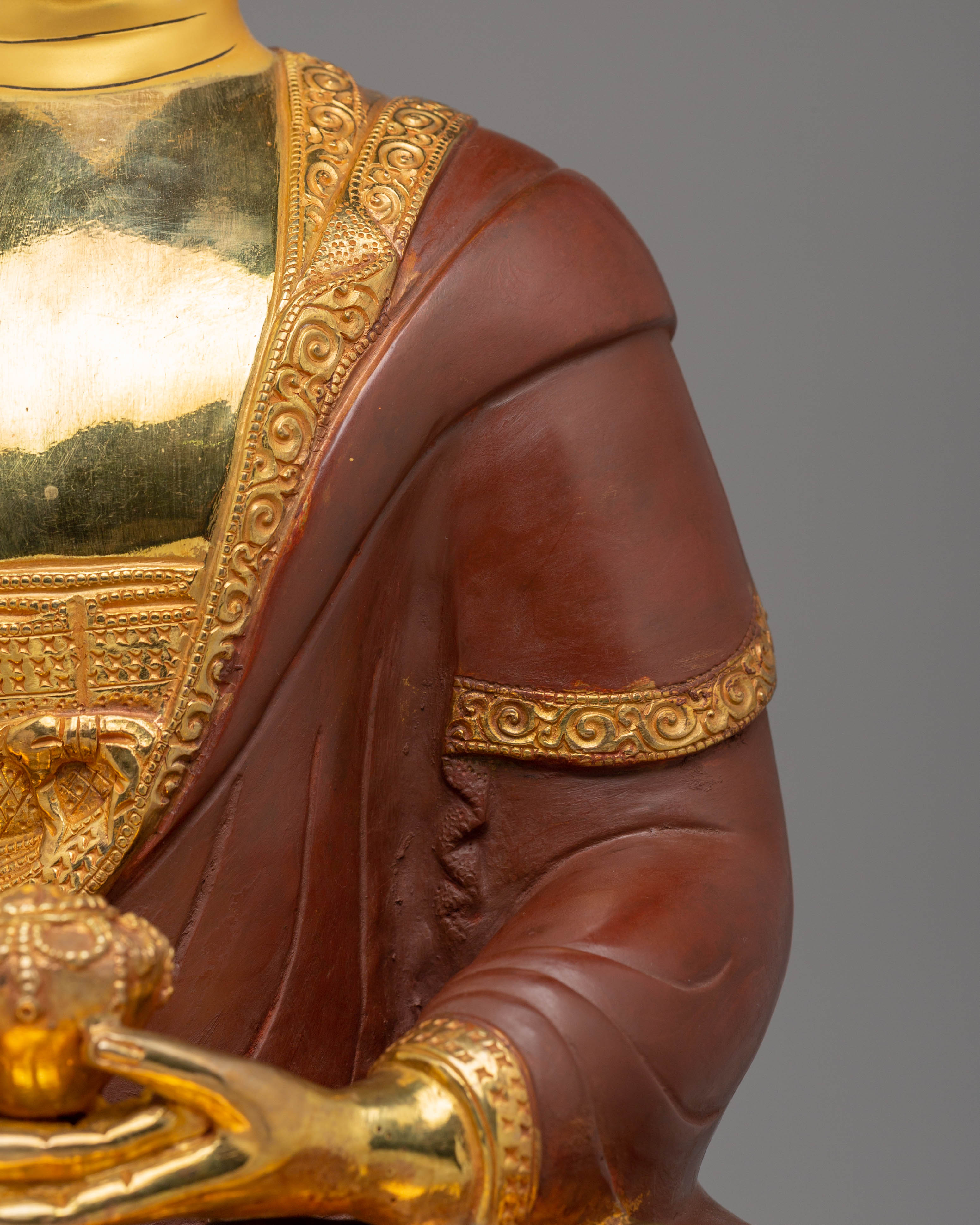 Himalayan Statue of Amitabha Buddha | Electro Gold-Plated Copper with Acrylic Color