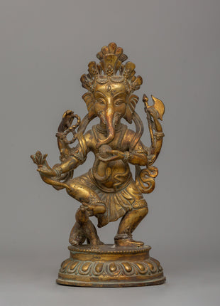 Gold Plated Standing Ganesh Statue