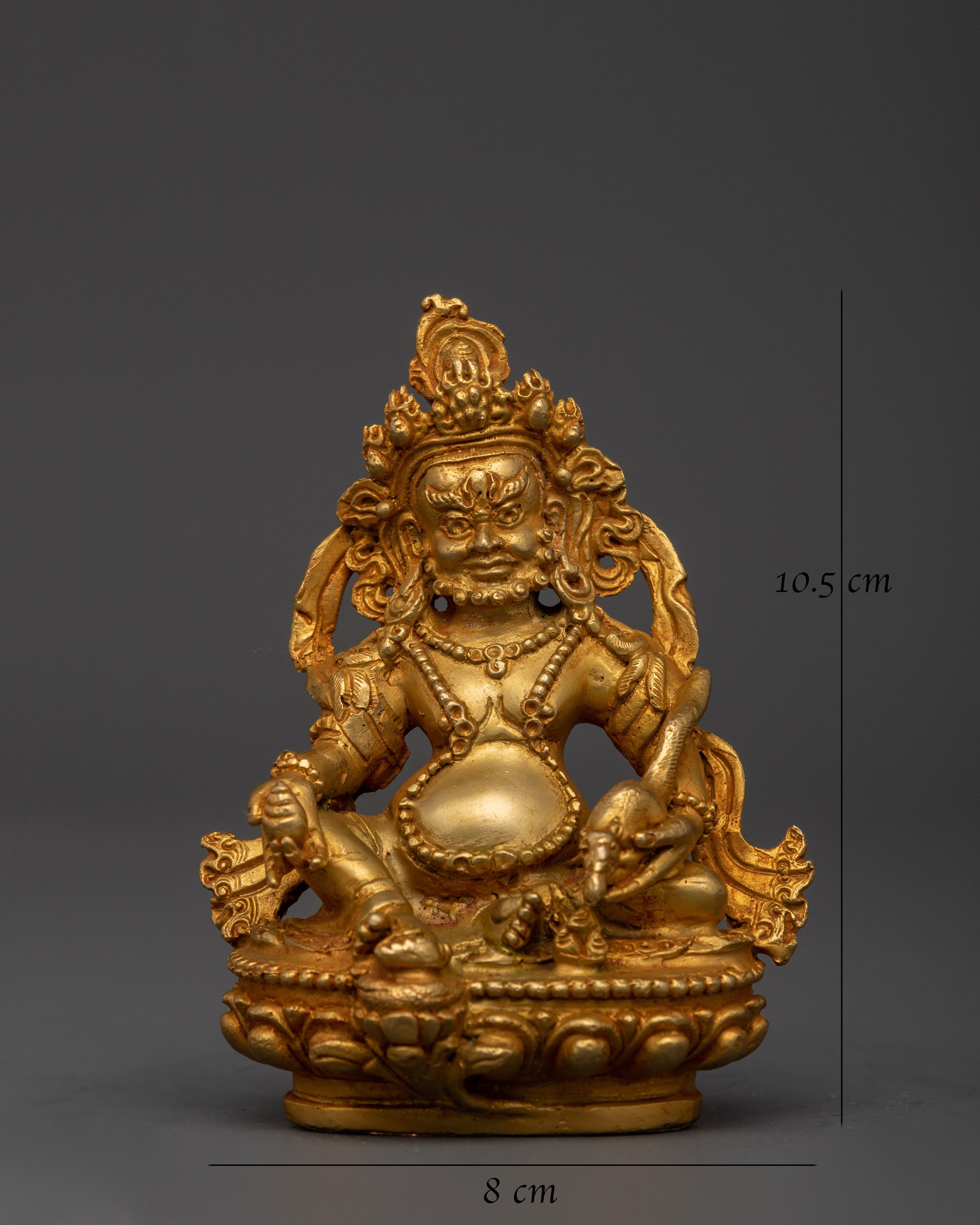 Gold Plated Dzambala Statue for Wealth & Prosperity | Tibetan God of Abundance