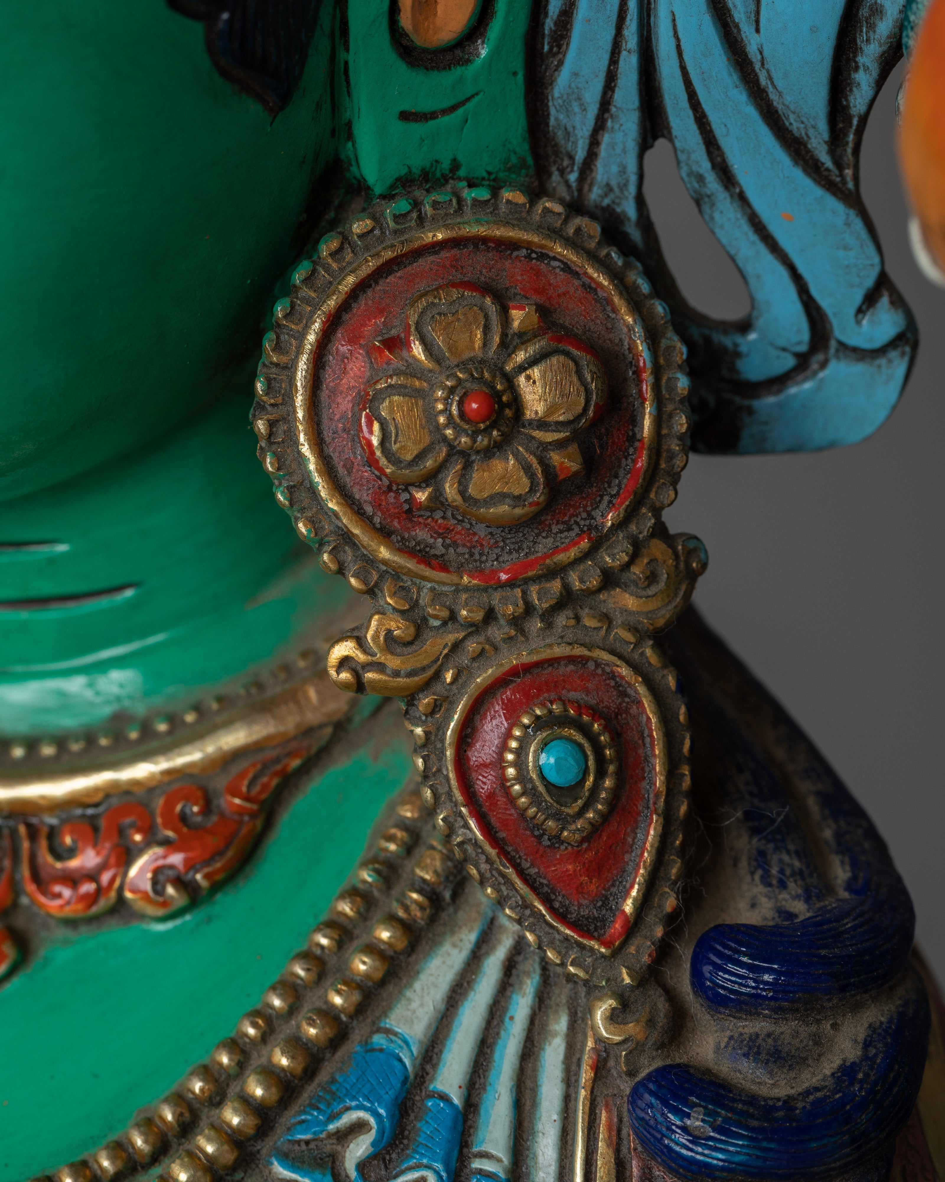 Green Tara Beautiful Sculpture | Stunning 24K Gold Gilded Statue