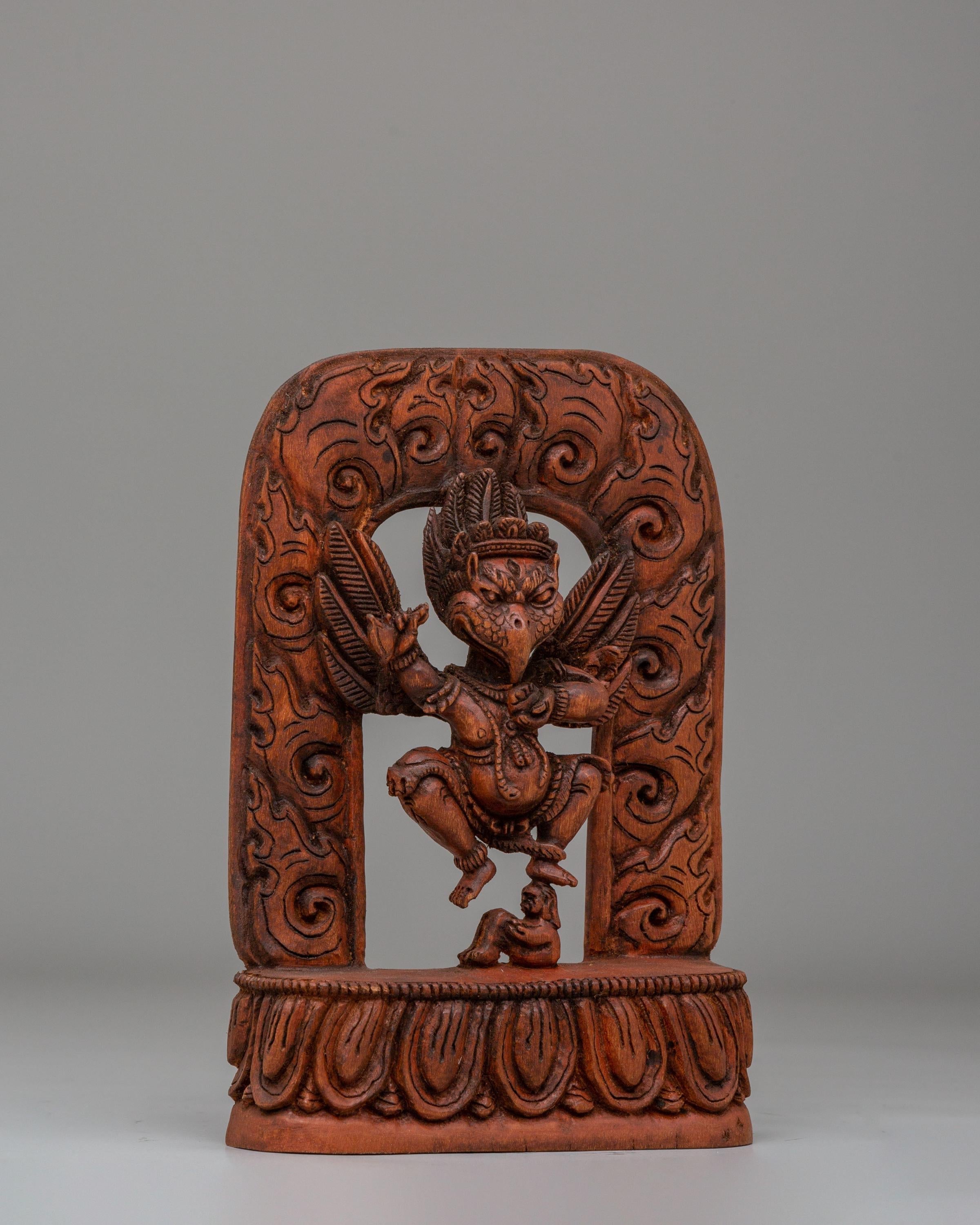 Handcrafted Buddhist Garuda Statue | Sacred Protector Deity Figurine for Altar Decor