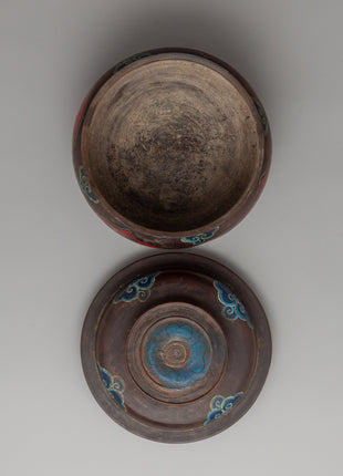 Buddhist Decorative Champa Pot |  Ritual Pot with Vibrant Lion Motifs