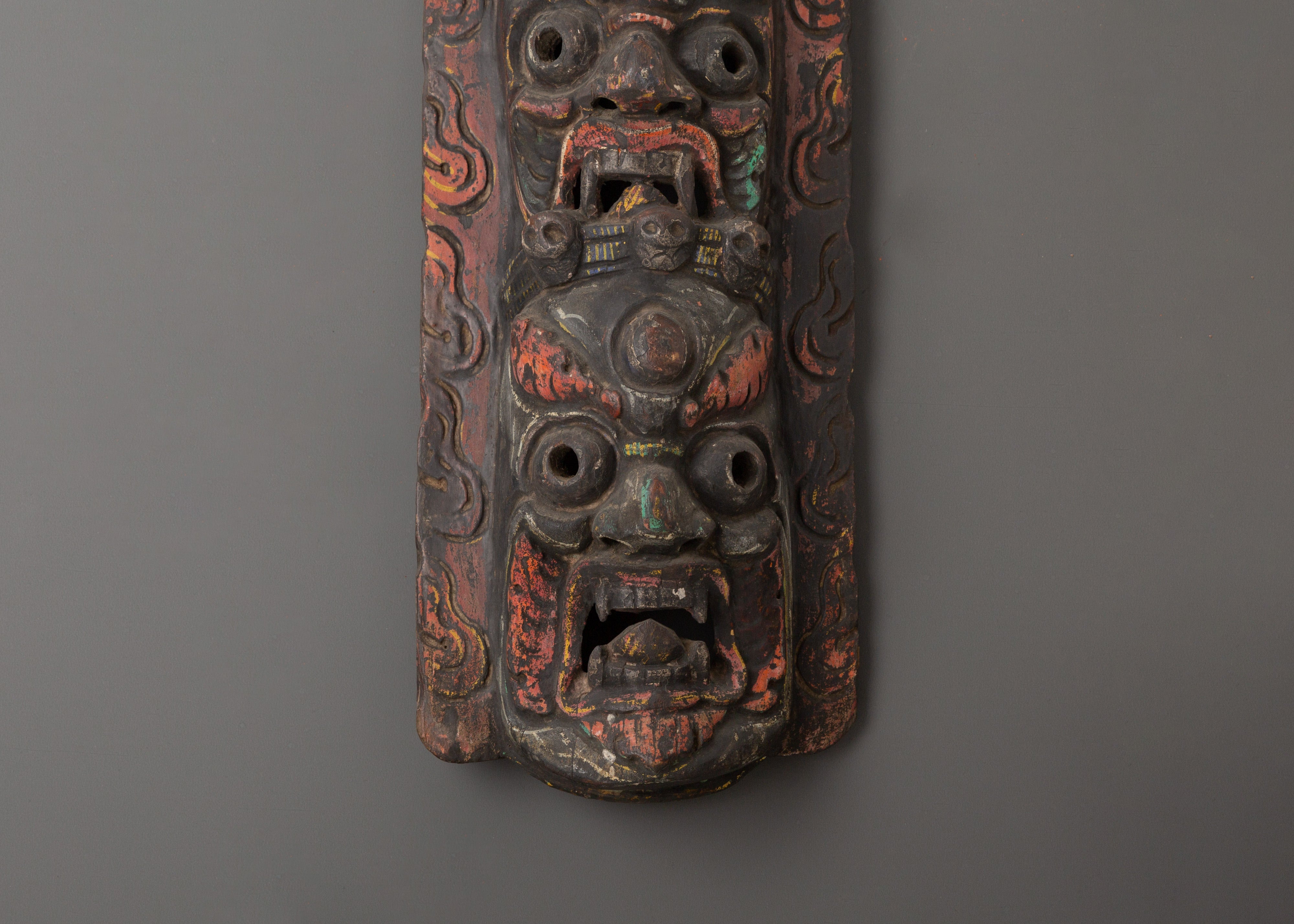 Protector Deity Wall Hanging Decor | Handcarved Tibetan Mask