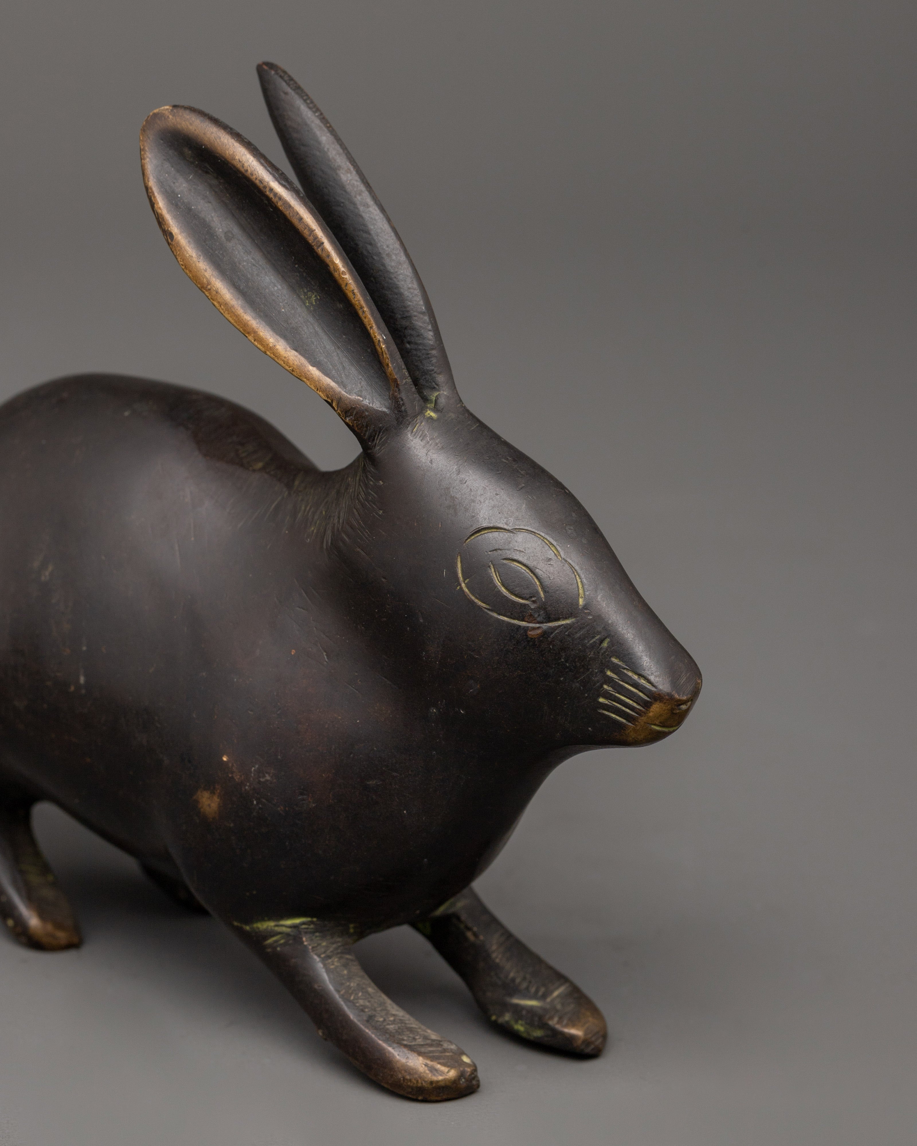 Handmade Brass Rabbit Statue | Feng Shui Rabbit Decor for Home & Garden