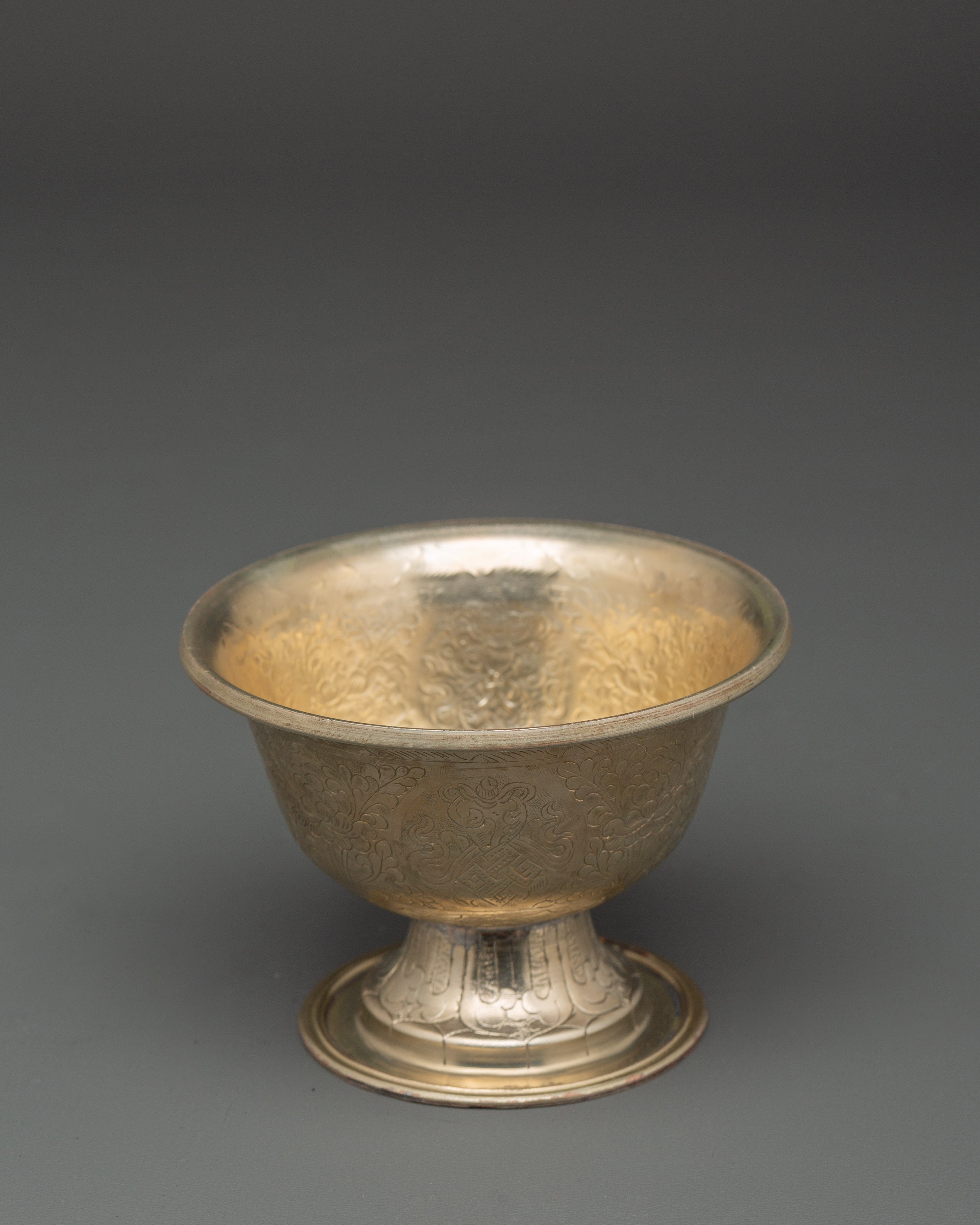 Buddhist Offering Altar Set | Handcrafted White Metal Ritual Bowls