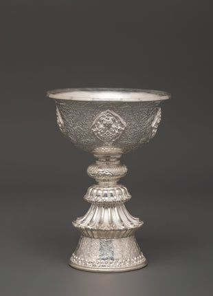 Pure Silver Tibetan Butter Lamp Set | Tibetan Offering Lamps