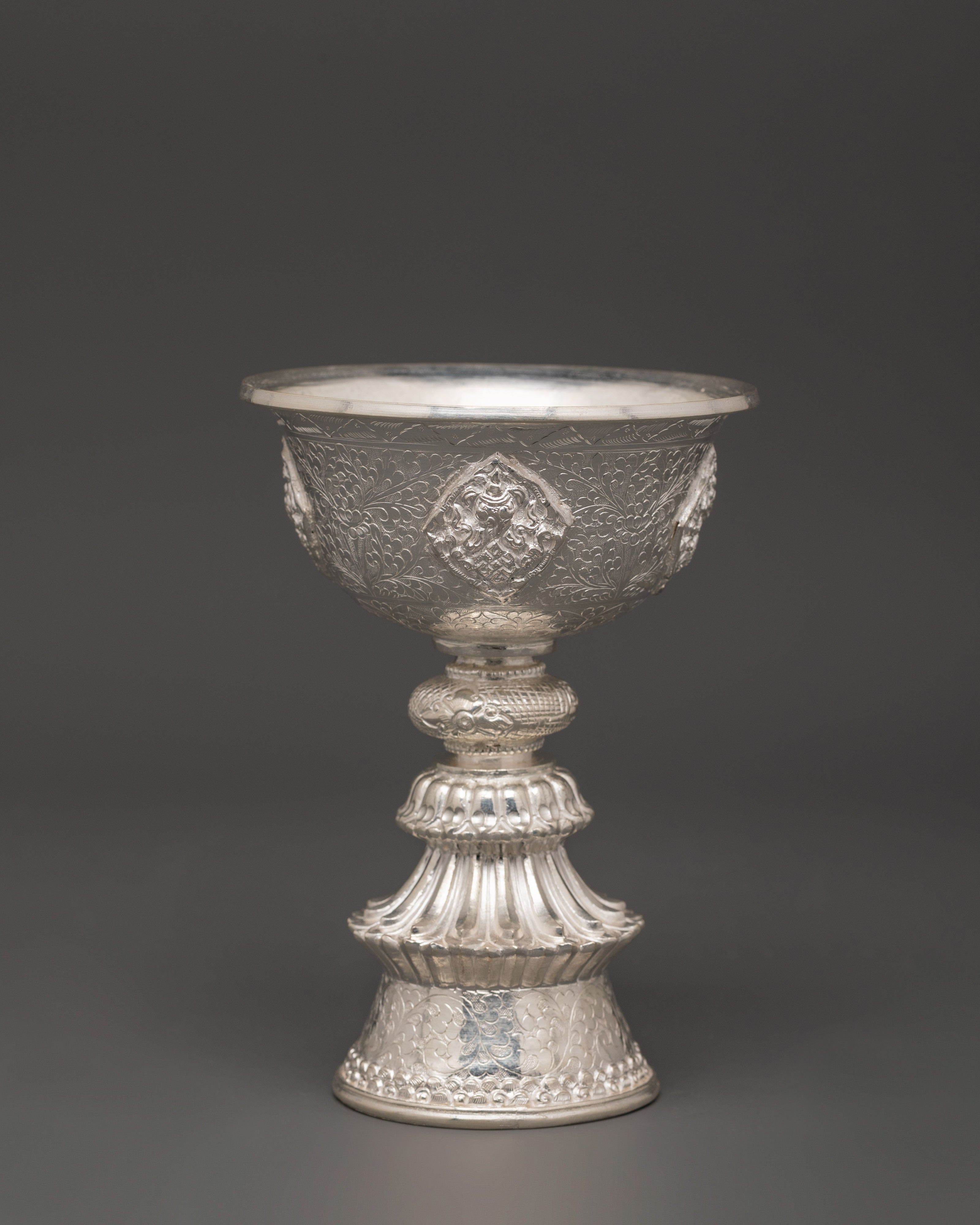 Pure Silver Tibetan Butter Lamp Set | Tibetan Offering Lamps