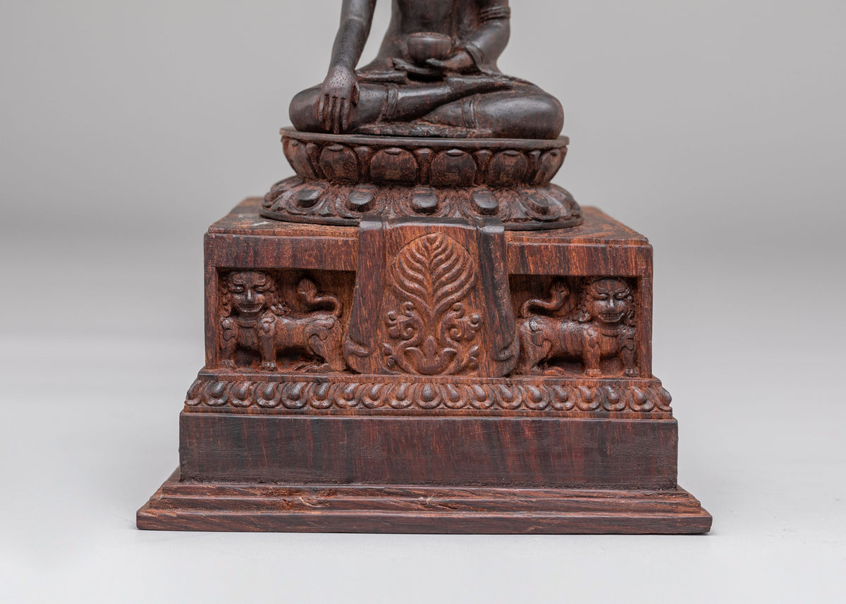Sacred Shakyamuni Sculpture | Hand-Carved Wooden Artwork