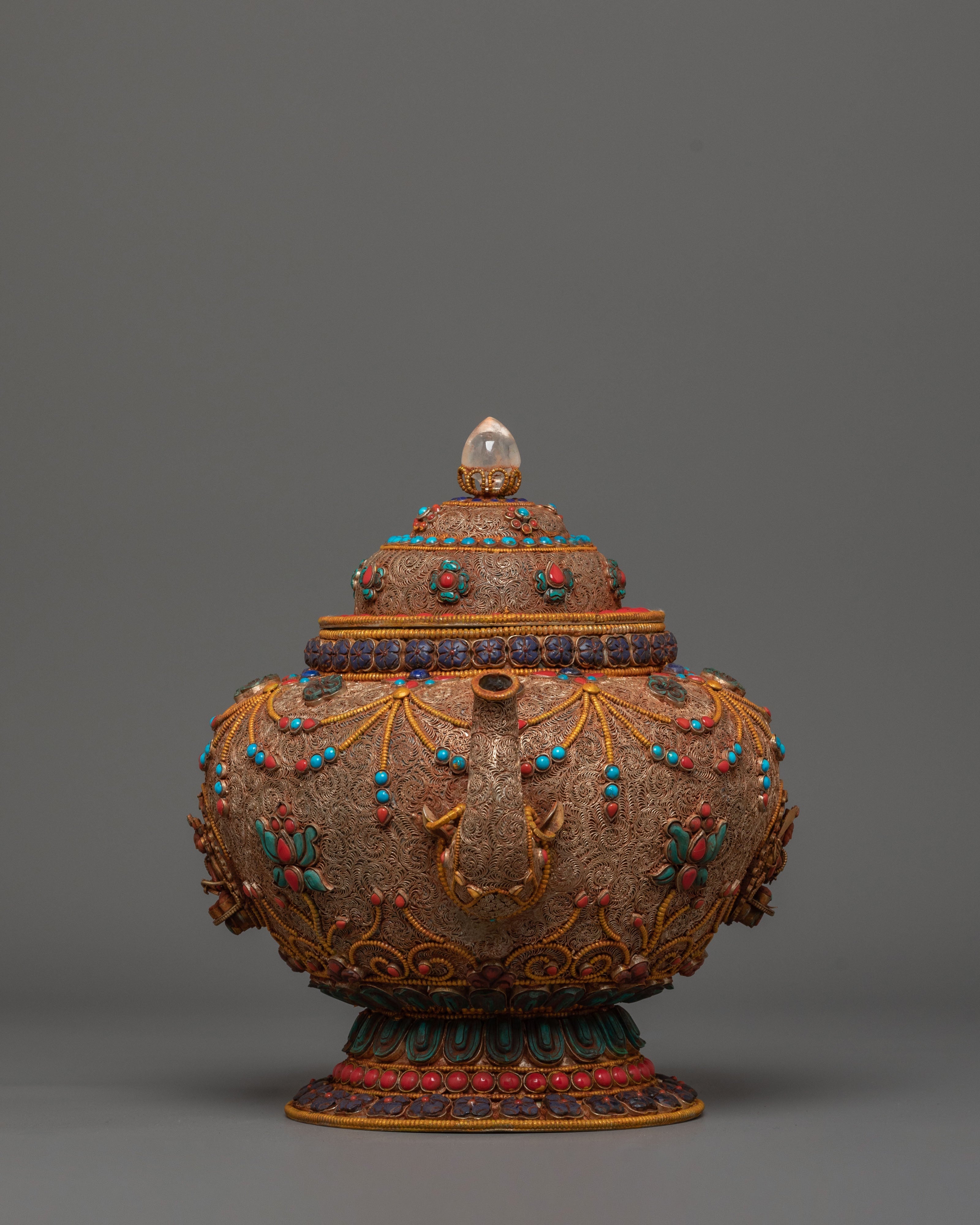 Green Tara Carved Tea Pot | Mother of All Buddhas