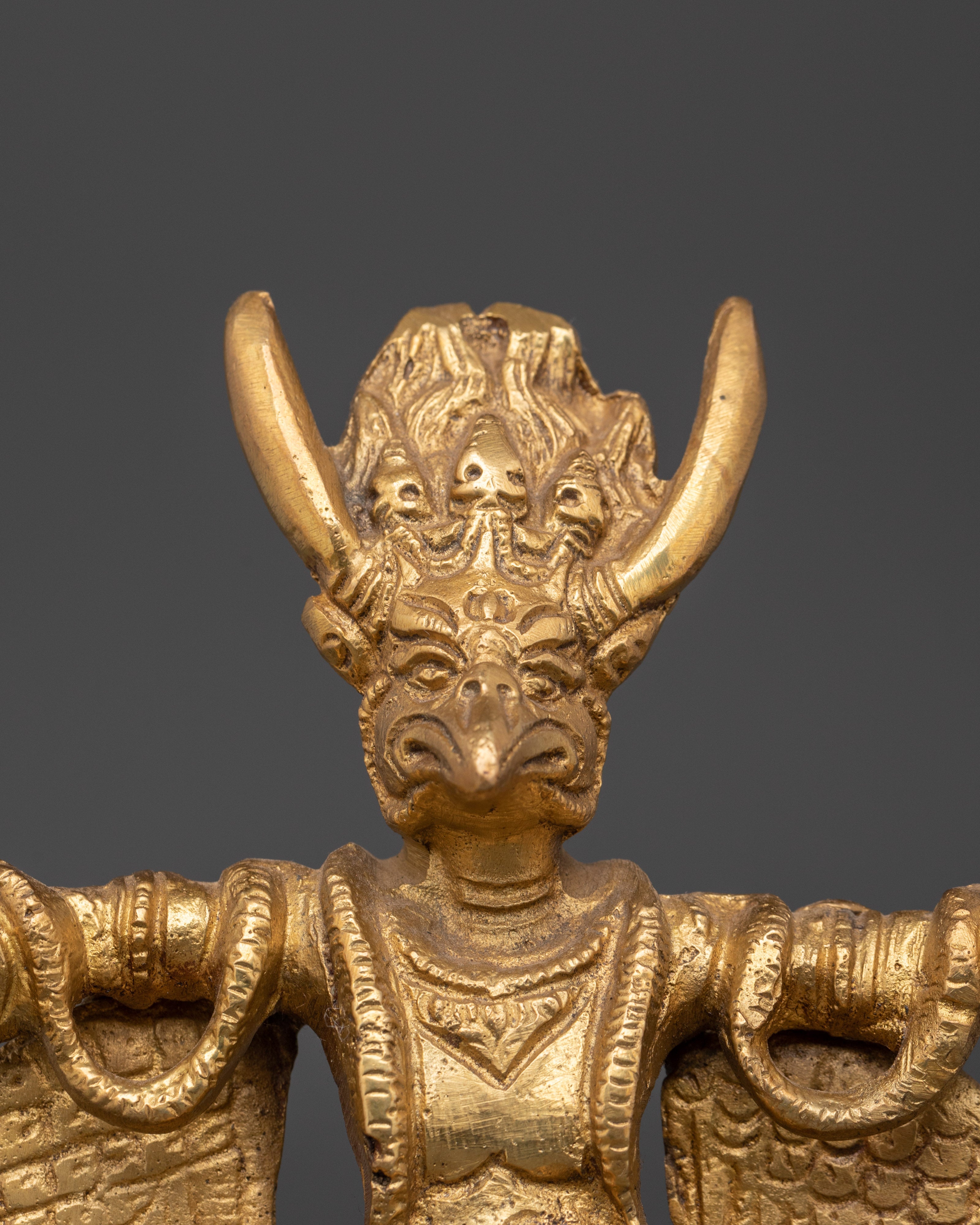 Handcrafted Tibetan Garuda Protector | Brass Buddhist Statue
