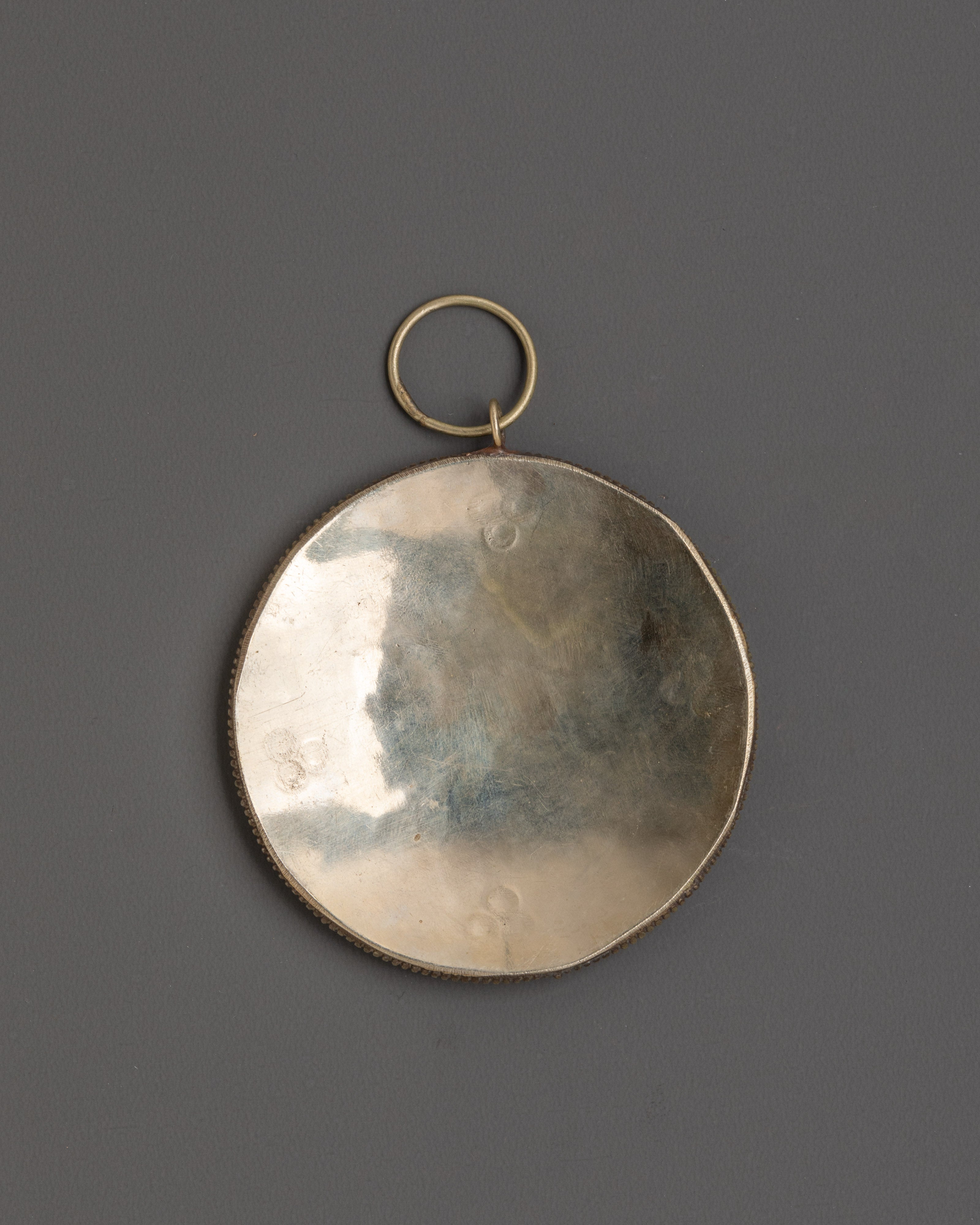 Handcrafted Tibetan Melong Mirror | White Metal for Wisdom and Insight