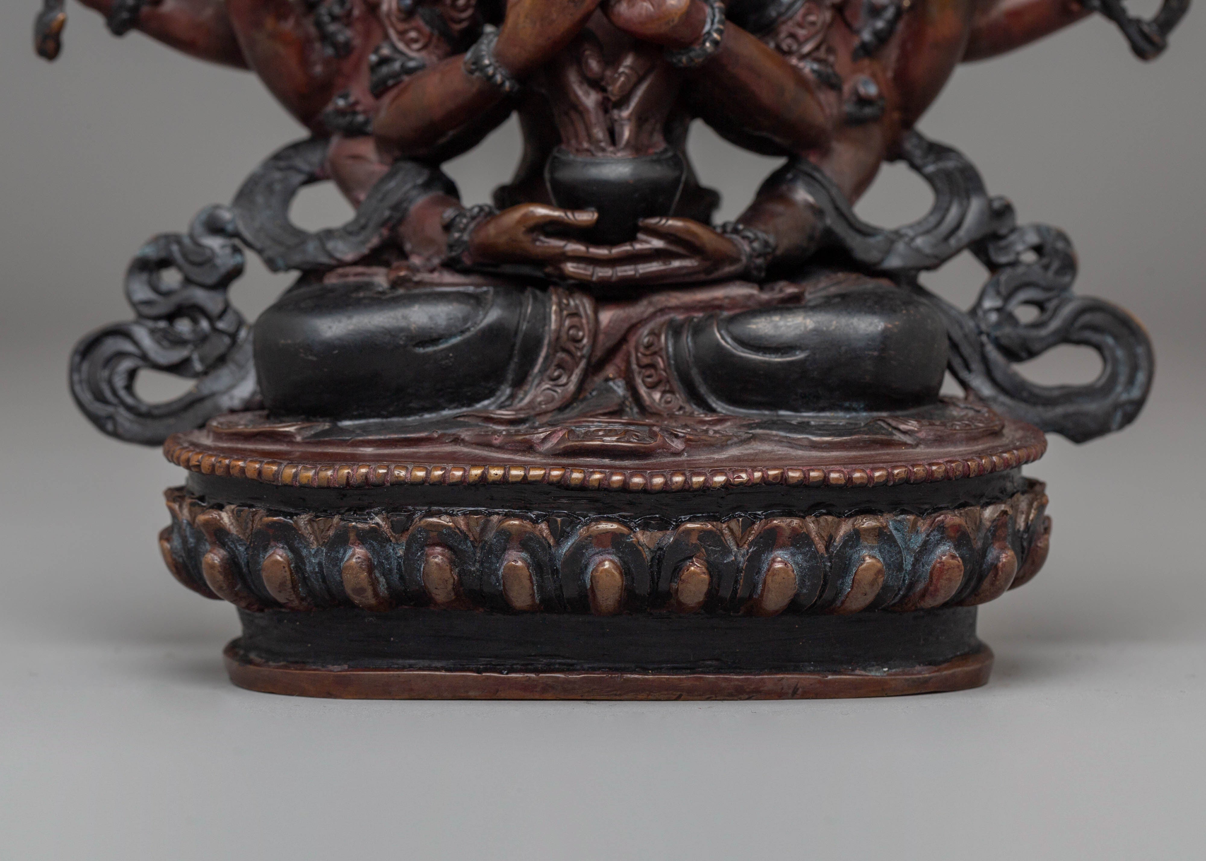 Tibetan Cundi Bodhisattva Sculpture | Oxidized Copper Statue