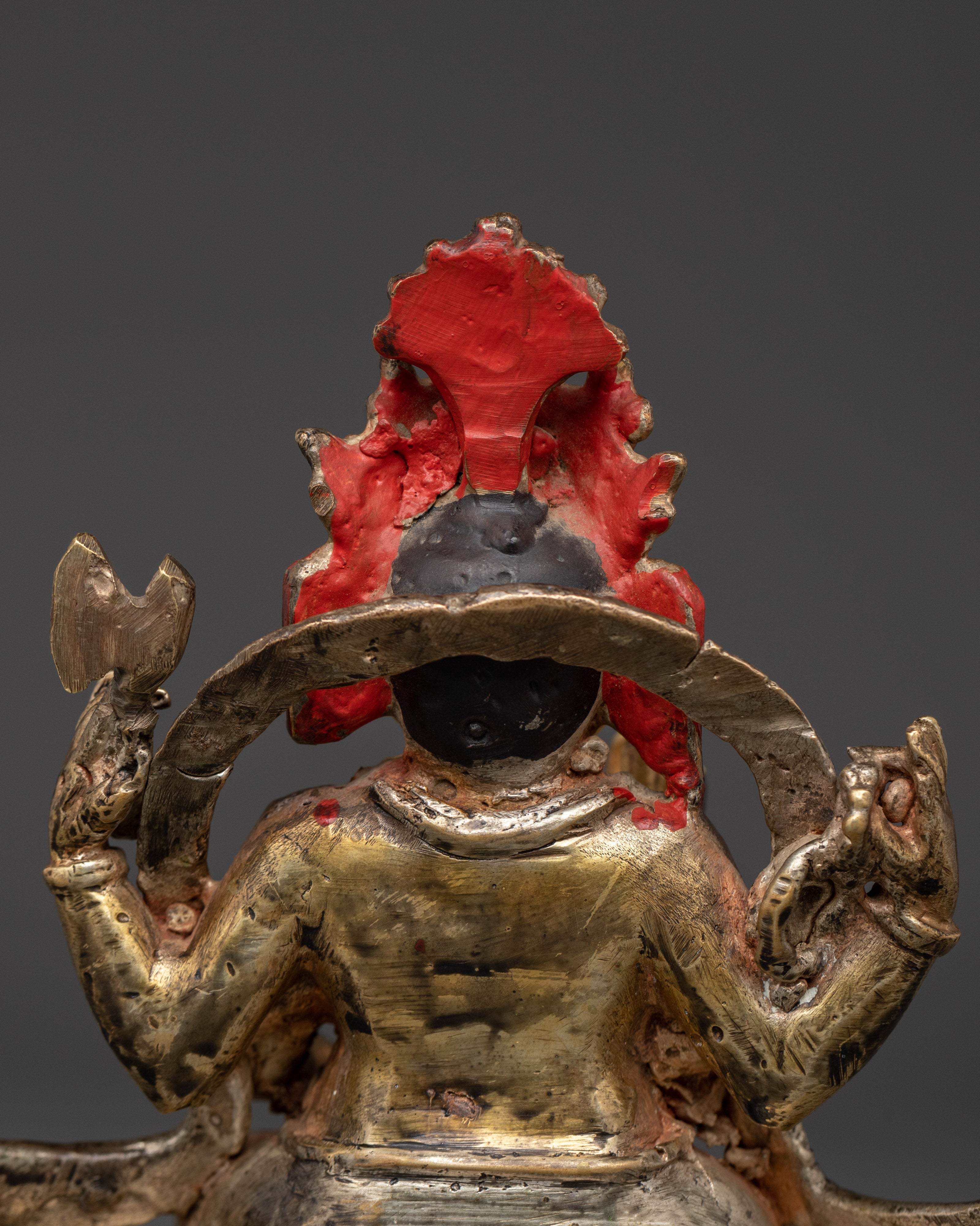 Seated Ganesha Statue | Silver and Gold-Toned Hindu Deity Sculpture