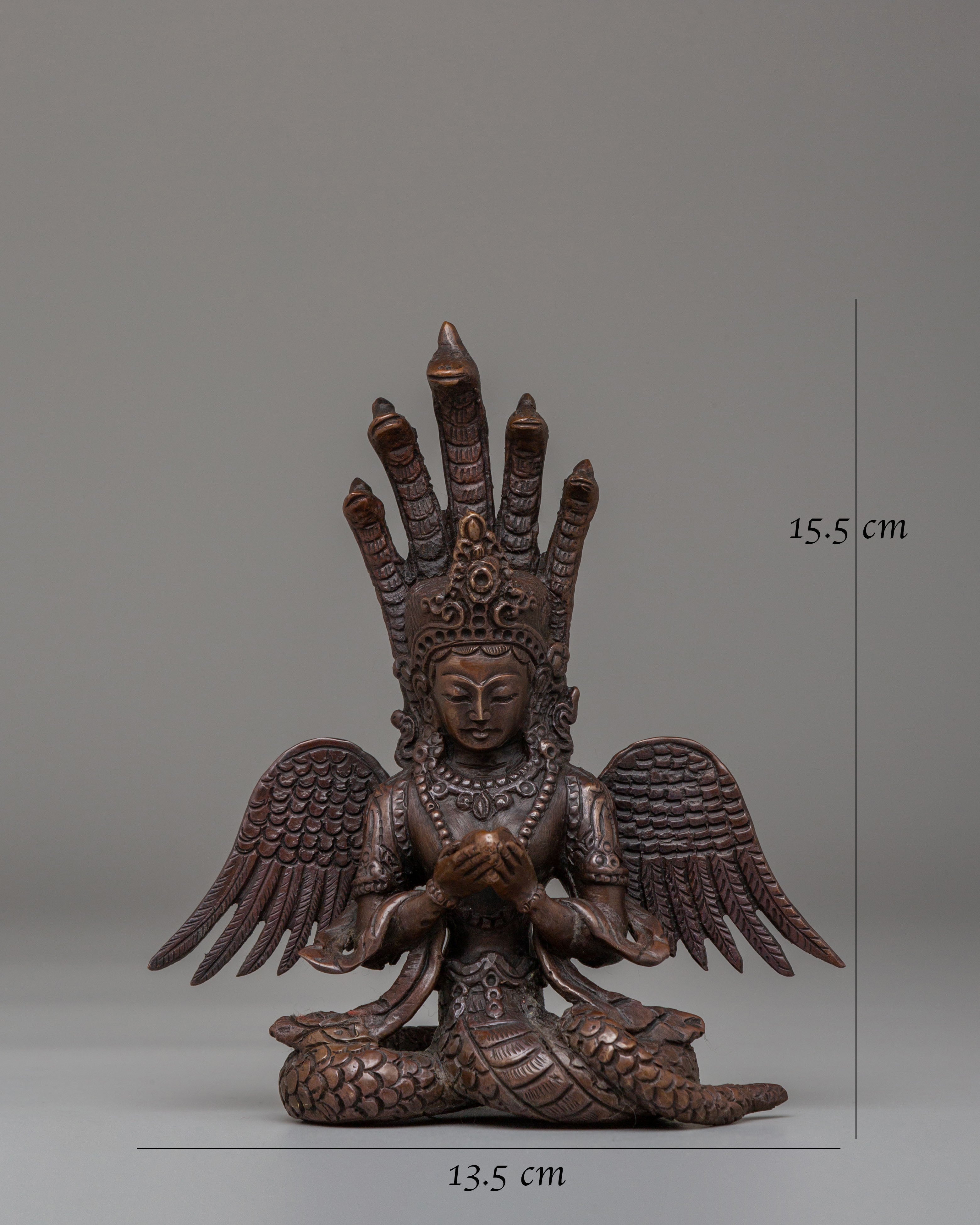 Himalayan Nagkanya Statue | Handcrafted Oxidized Copper Serpent Goddess Figurine