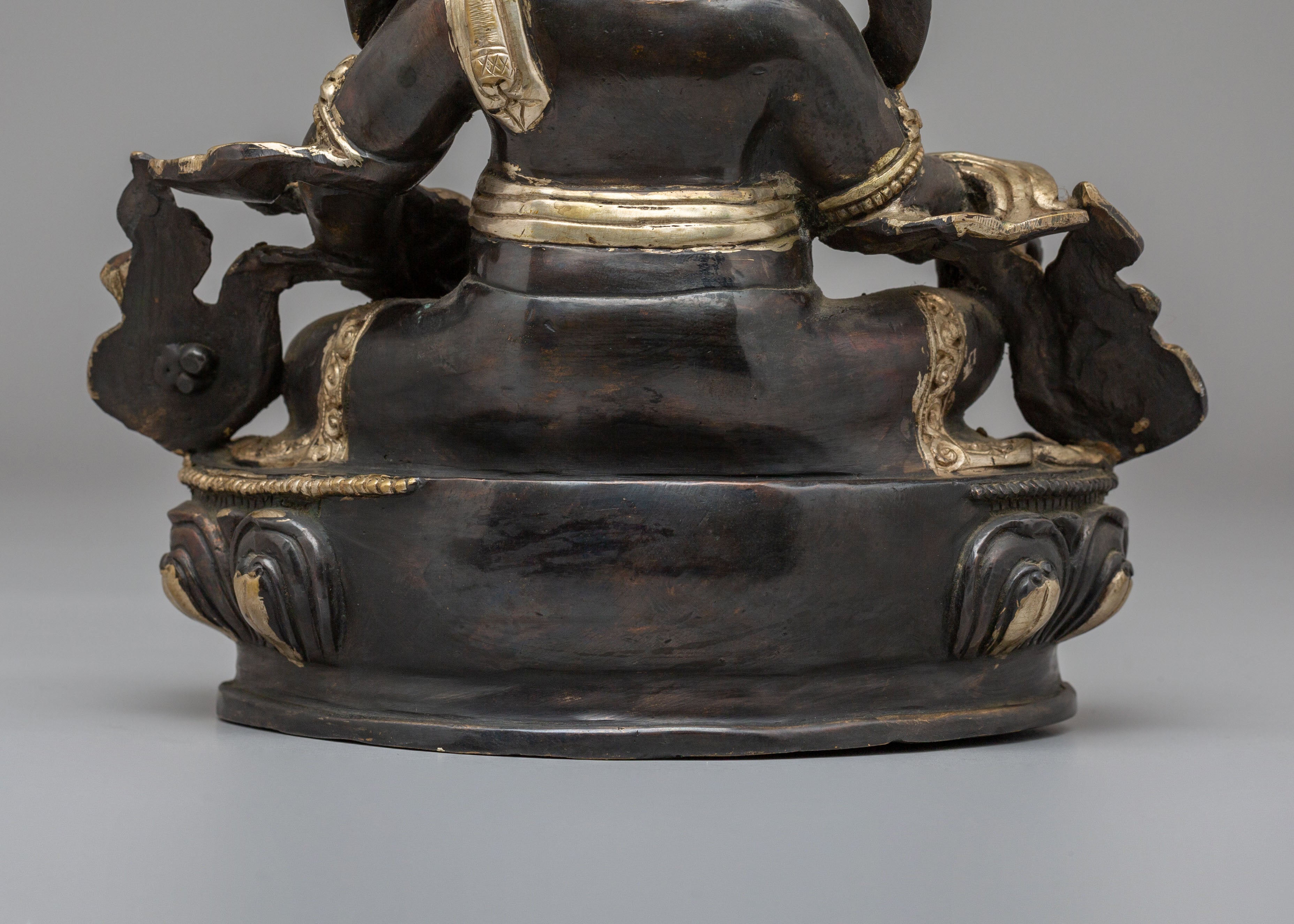 Handmade Wealth Deity Dzambhala Statue | Oxidized Copper Body With Silver Plating