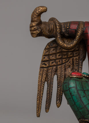 Copper Garuda Statue with Turquoise | Tibetan deity sculpture