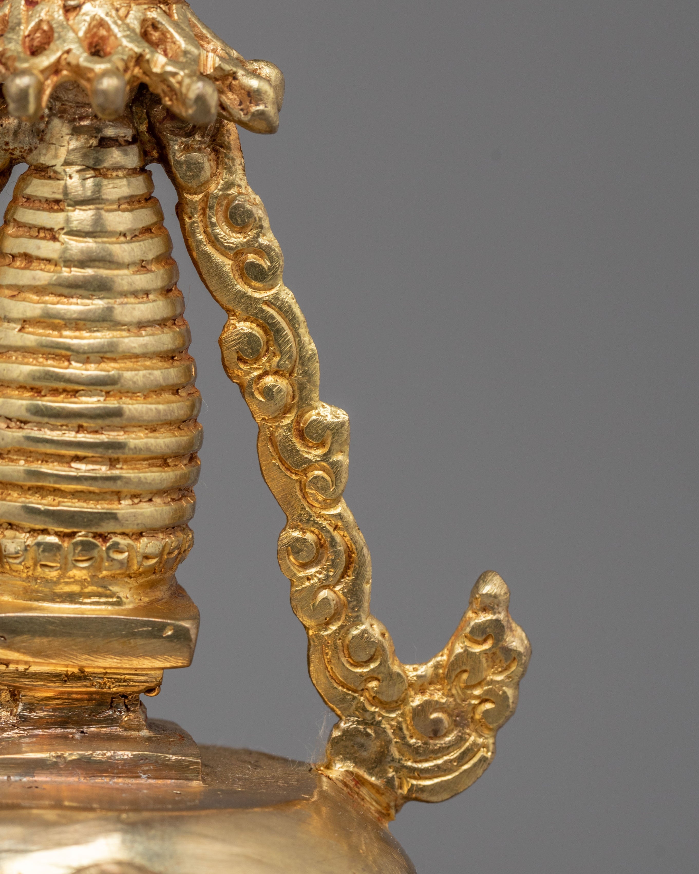 Handcrafted Tibetan Ritual Stupa | Sacred Buddhist Gold Plated Shrine