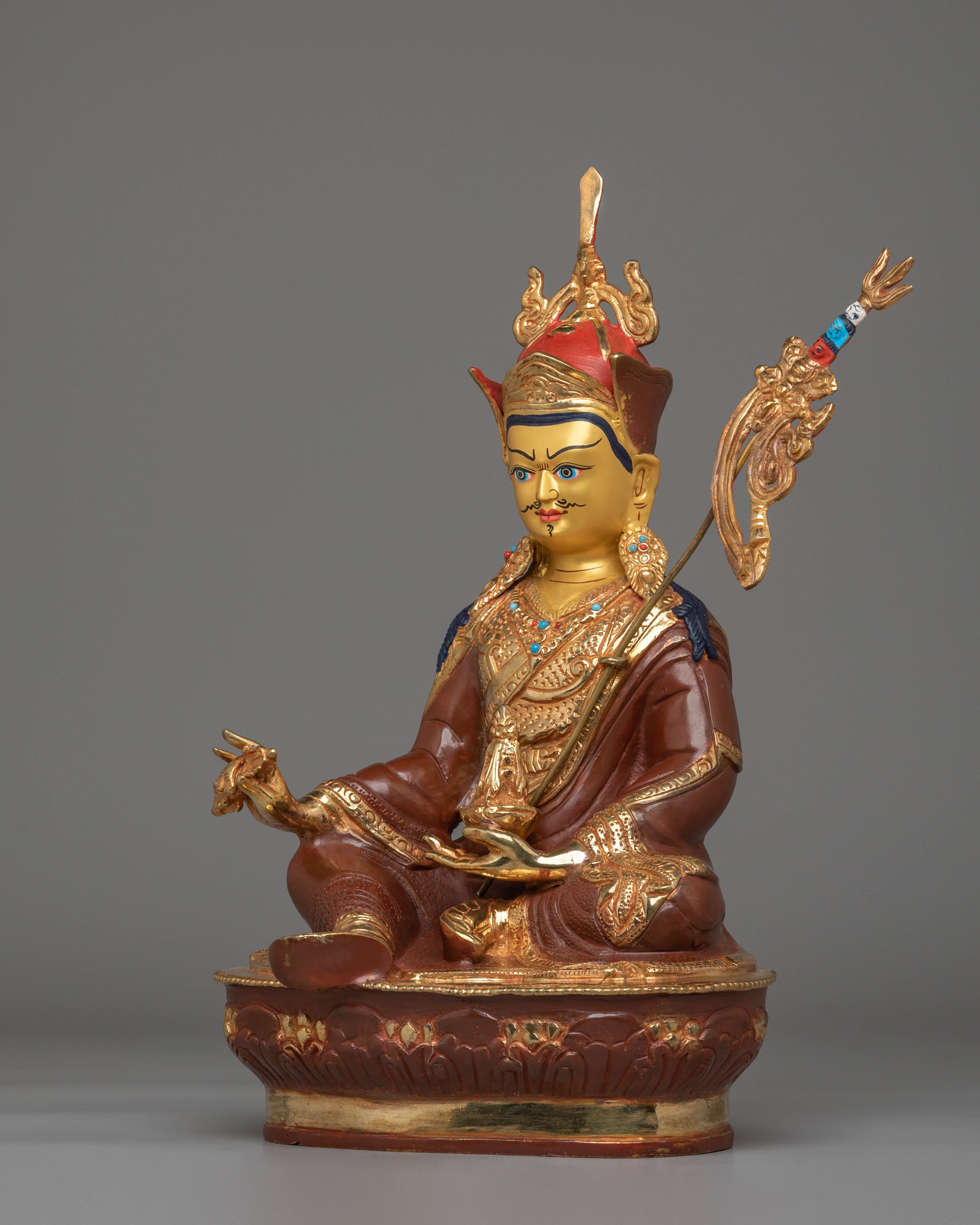 24k Gold Glided Guru Rinpoche Statue | Spiritual Statue for Altar