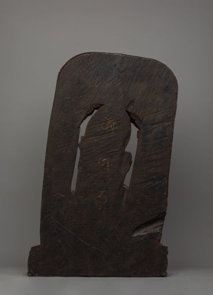 Handcrafted Green Tara In Throne Statue | Wooden Artwork