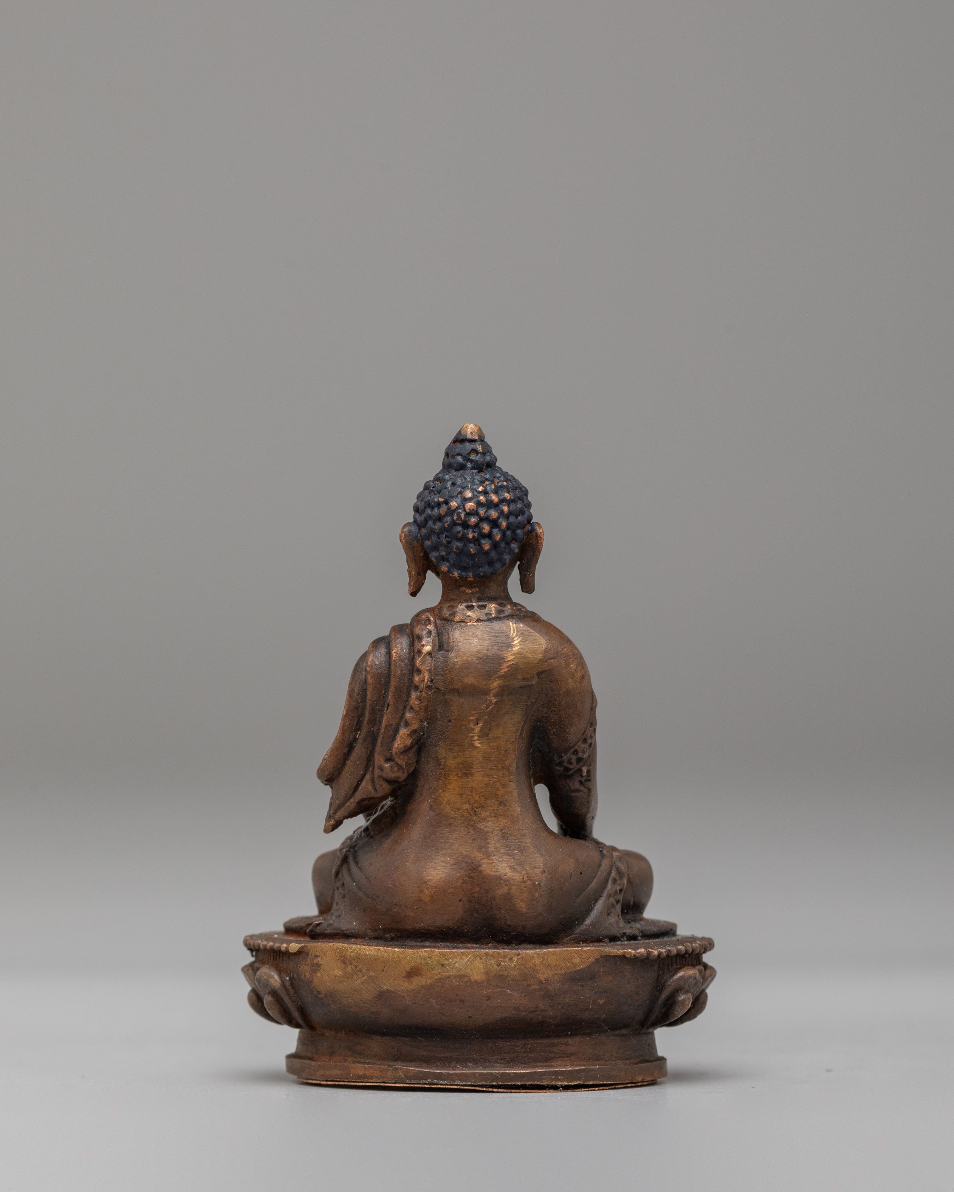 Scared Shakyamuni Buddha Altar Statue | Oxidized Copper Shakyamuni Buddha