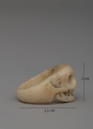 Hand-Carved Skull Buffalo Bone Ring | Traditional Tibetan Artisan Statement Band