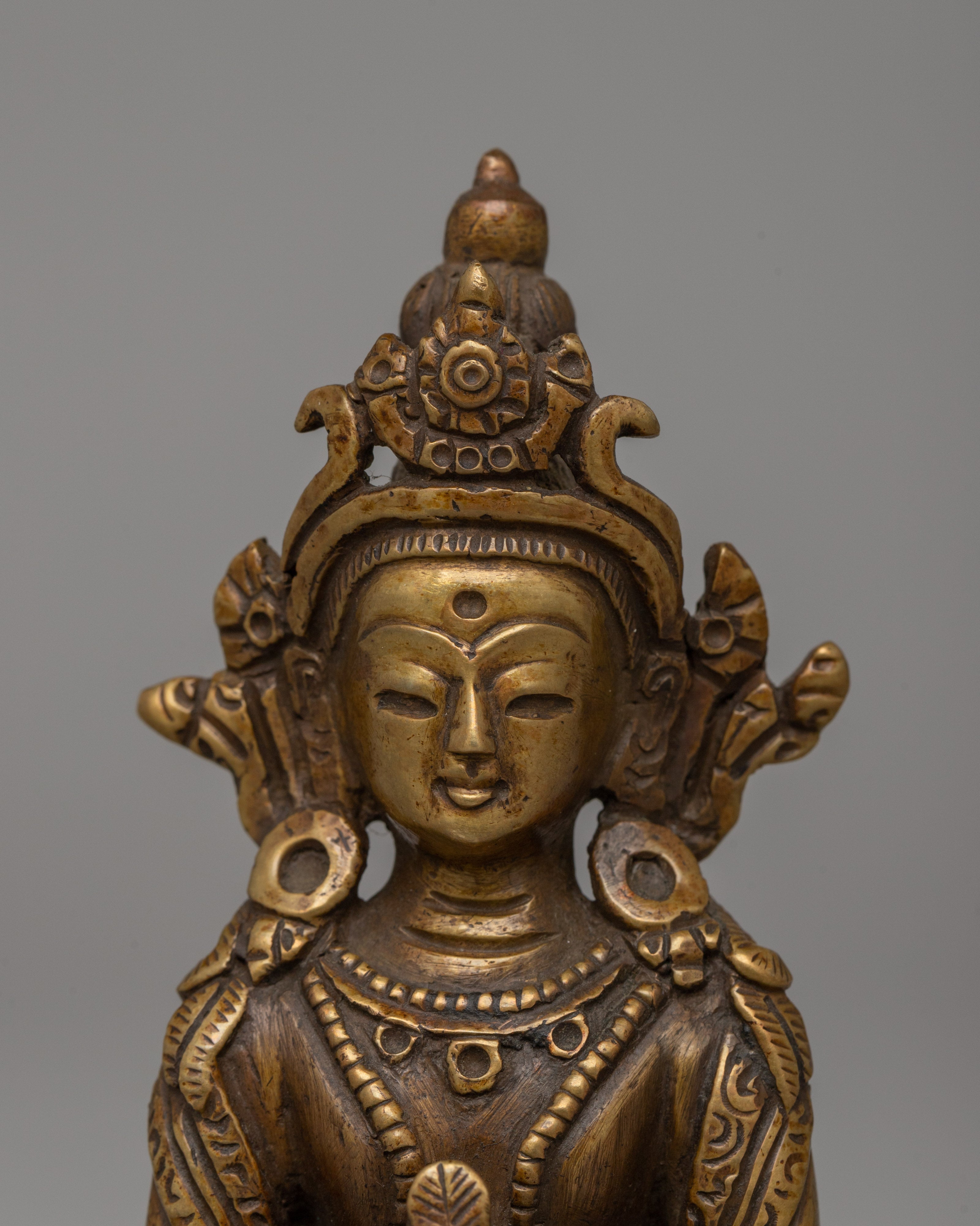 Handcrafted Deity of Long life Amitayus Statue | A Symbol of Enlightenment
