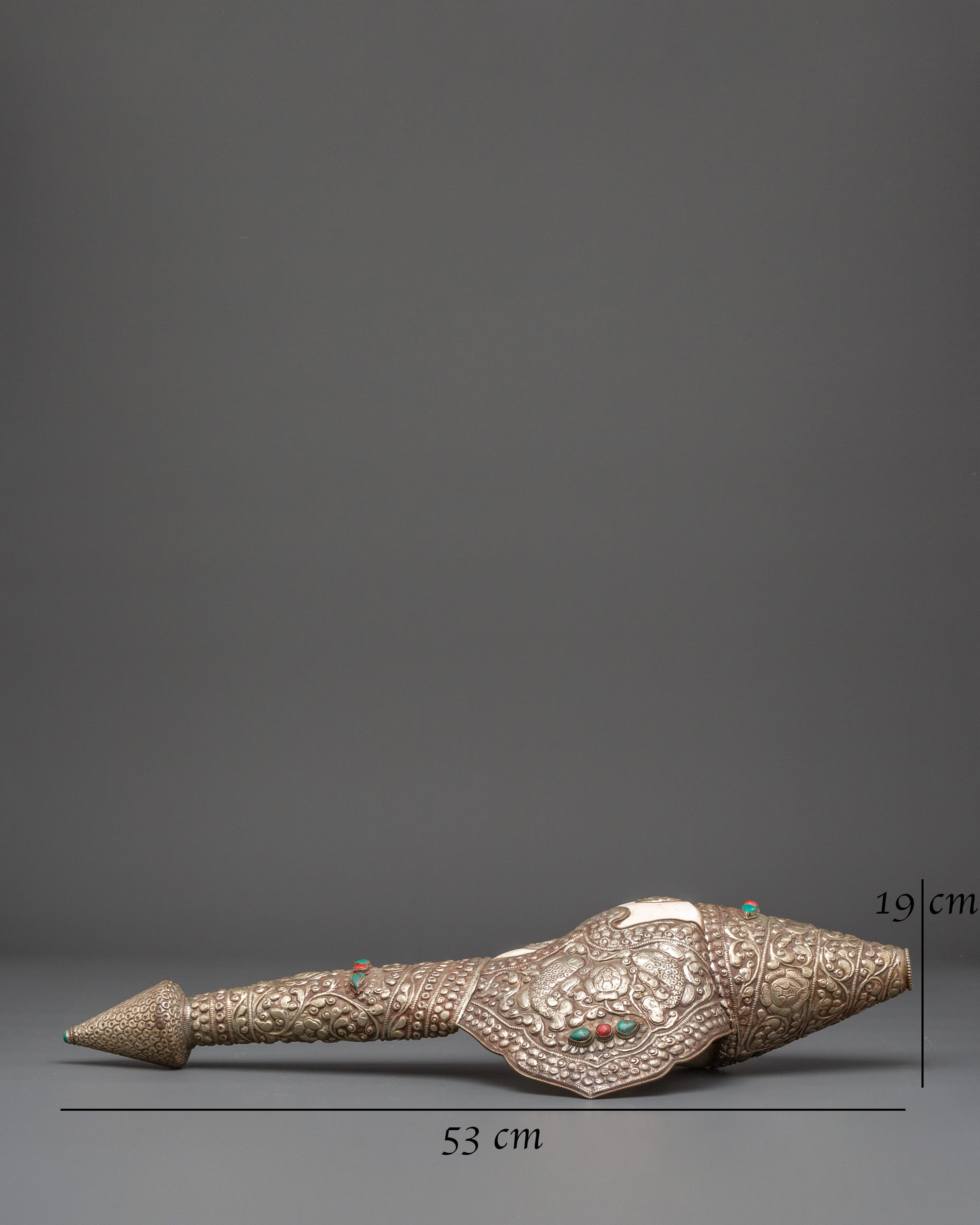 Conch with White Metal | Symbol of Dharma and Spiritual Awakening