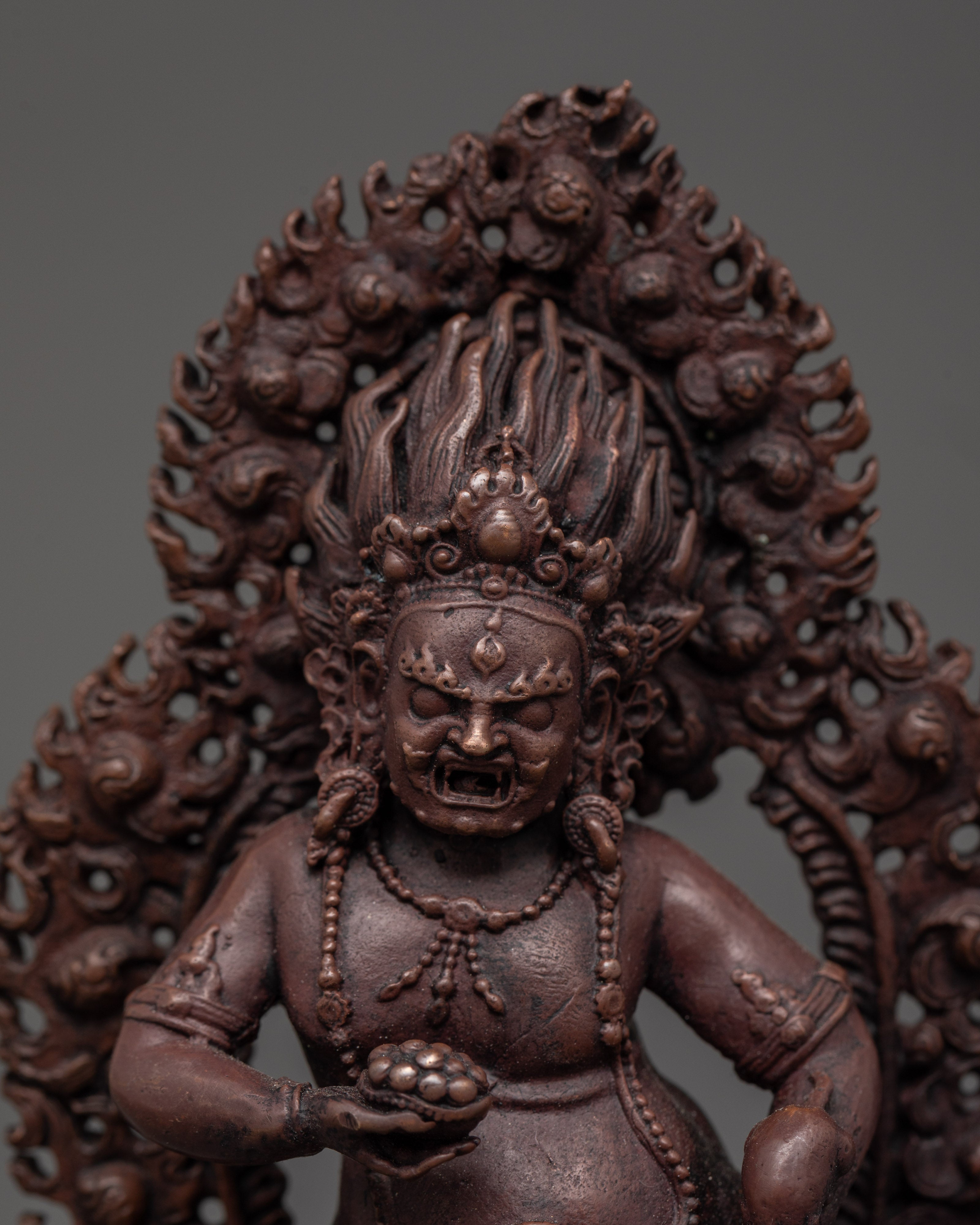 Oxidized Copper Black Dzambhala Statue | Buddhist Wealth Deity for Prosperity & Protection