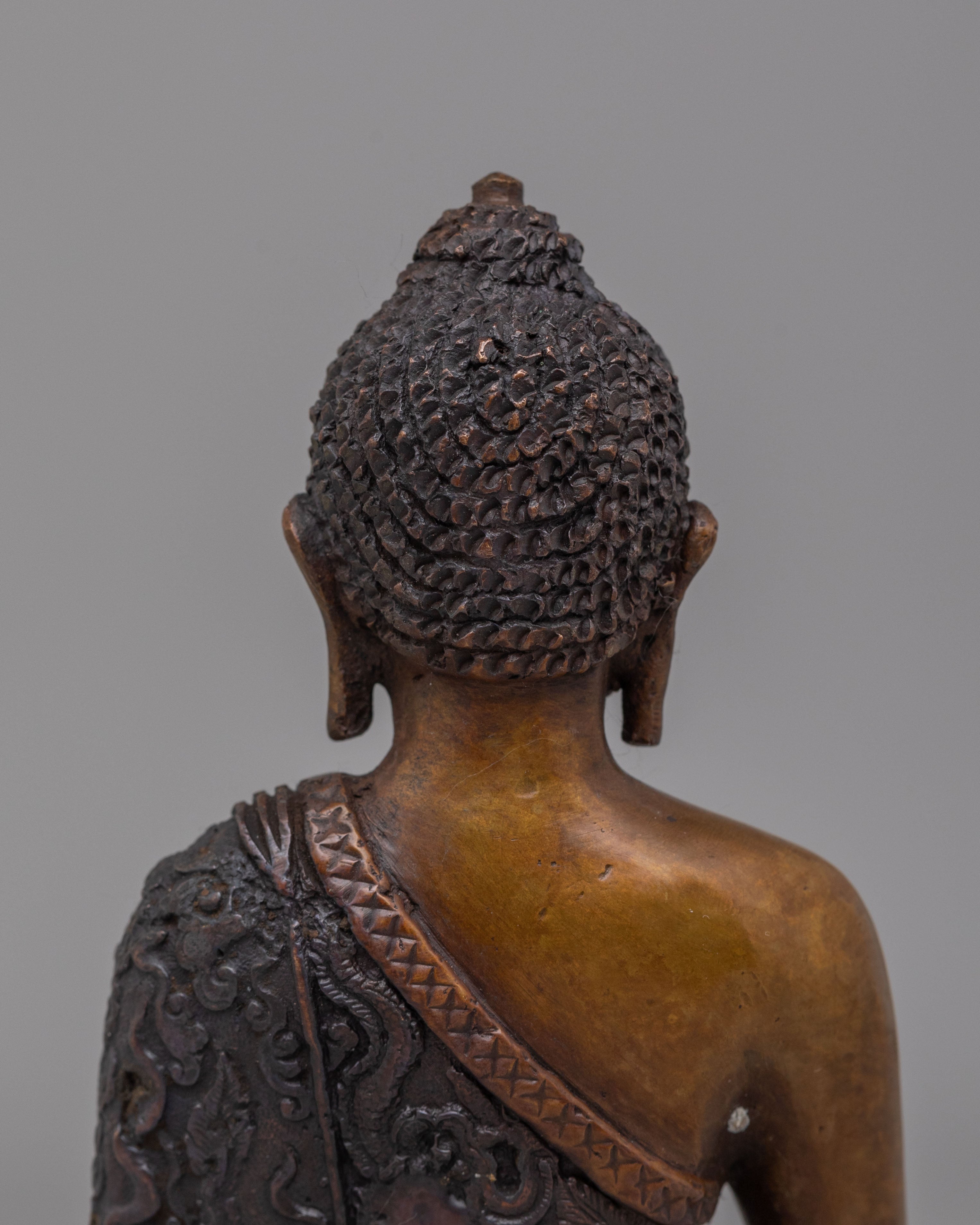 Shakyamuni Buddha Statue for Devotion | Handcrafted Oxidized Copper Art
