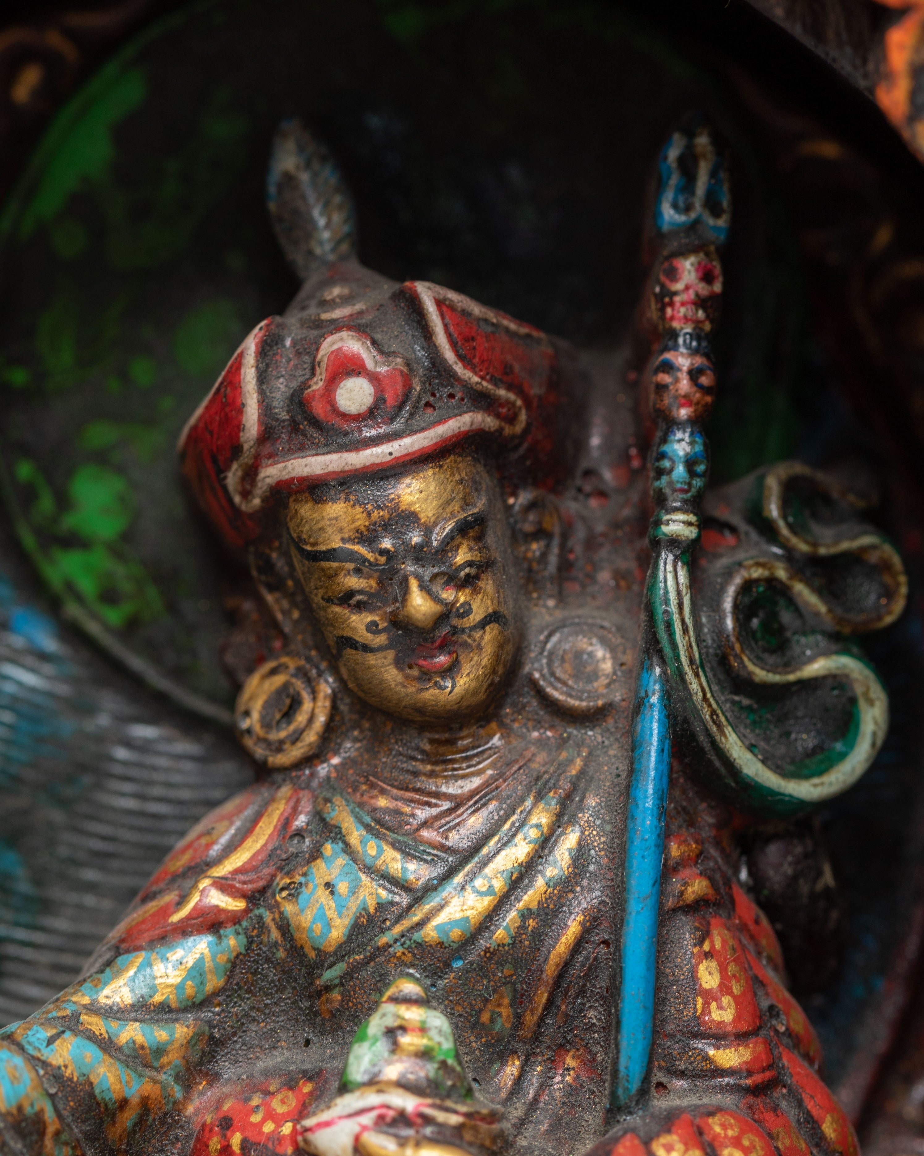 Sacred Padmasambhava Handcrafted Statue | Guru Rinpoche Buddhist Altar Art
