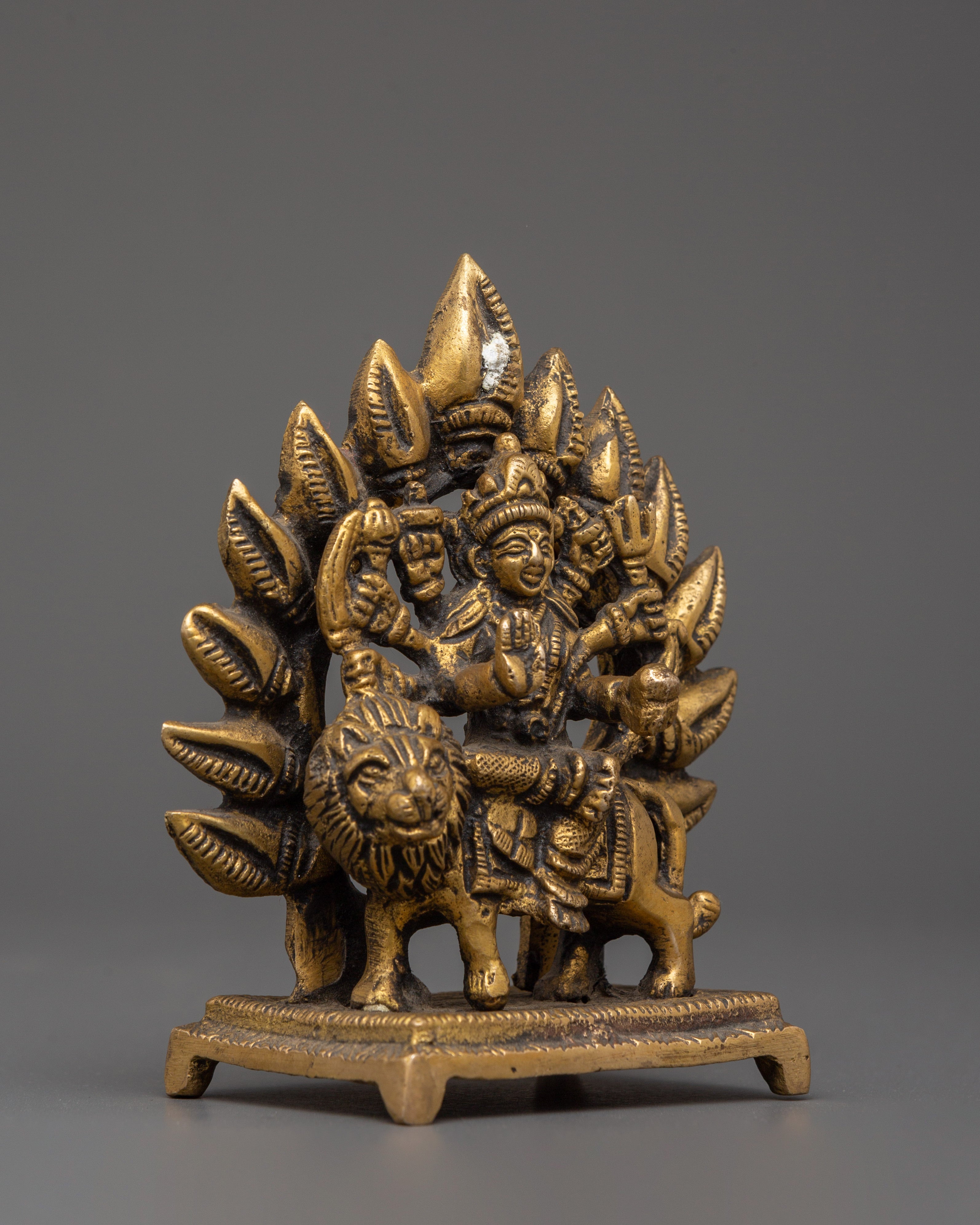 Brass Durga Statue on Lion | Home & Altar Decor