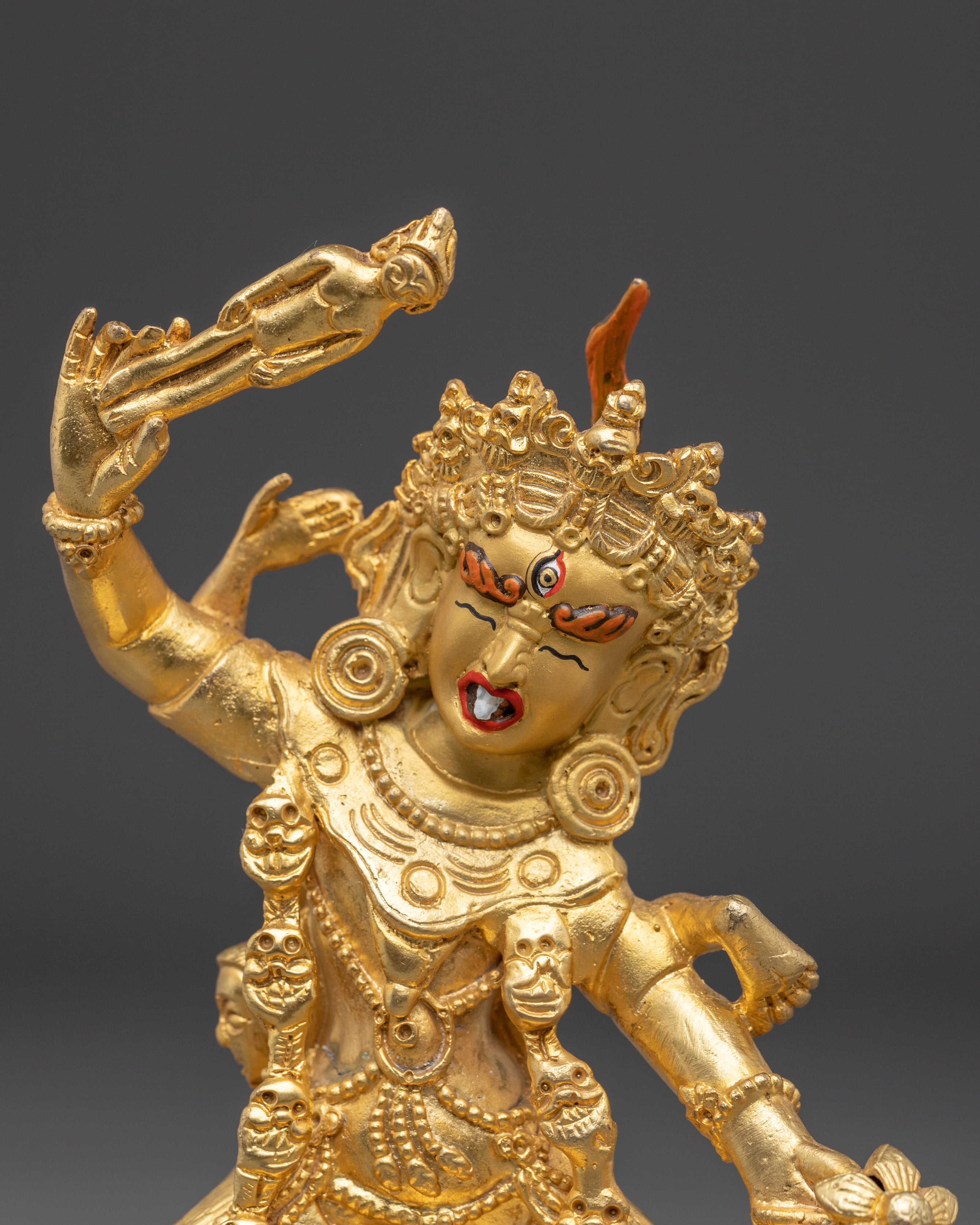 Gold Plated Ekajati Statue | Tibetan Buddhist Wrathful Deity for Spiritual Protection