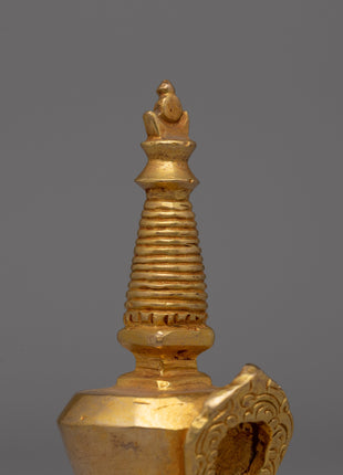 Gold-Plated Copper Stupa Chaitya | A Symbol of Spiritual Enlightenment