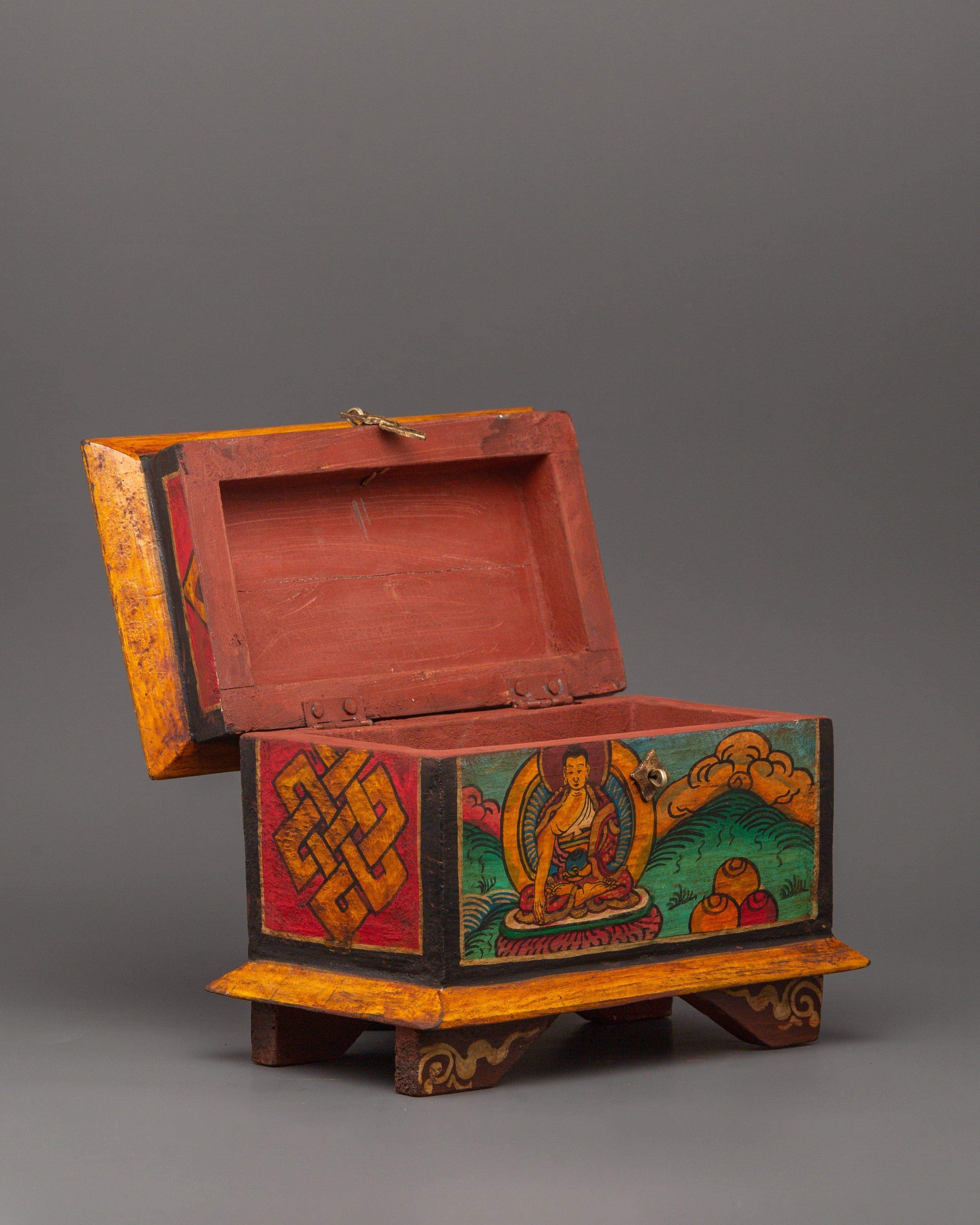Box with Shakyamuni Buddha Paint | Tibetan Home Decor