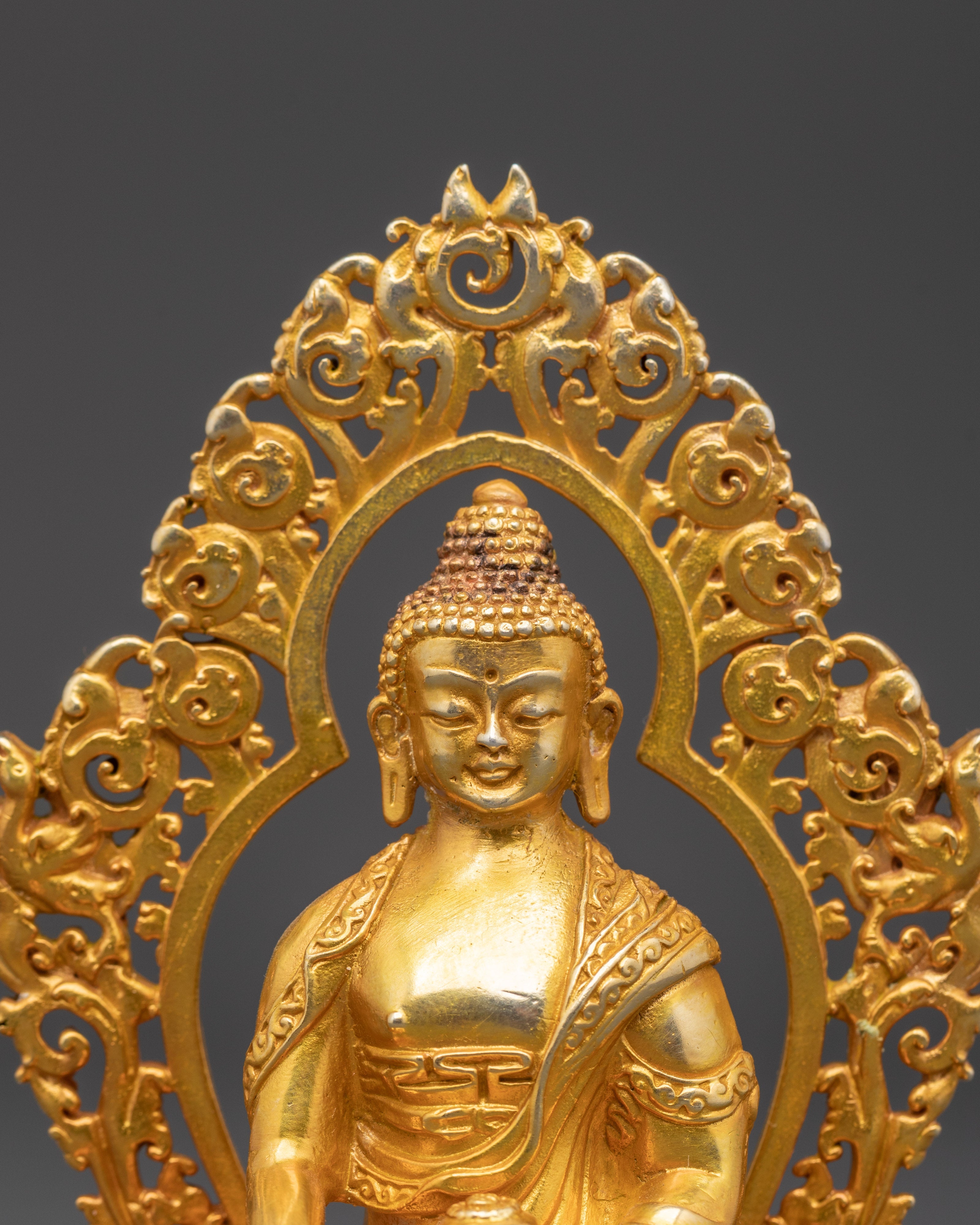 Tibetan Shakyamuni Buddha Copper Statue | Gold-Plated Buddhist Figurine